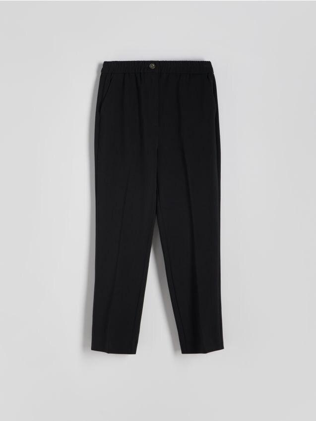 Black Elastic Waist Trousers, , large image number 0