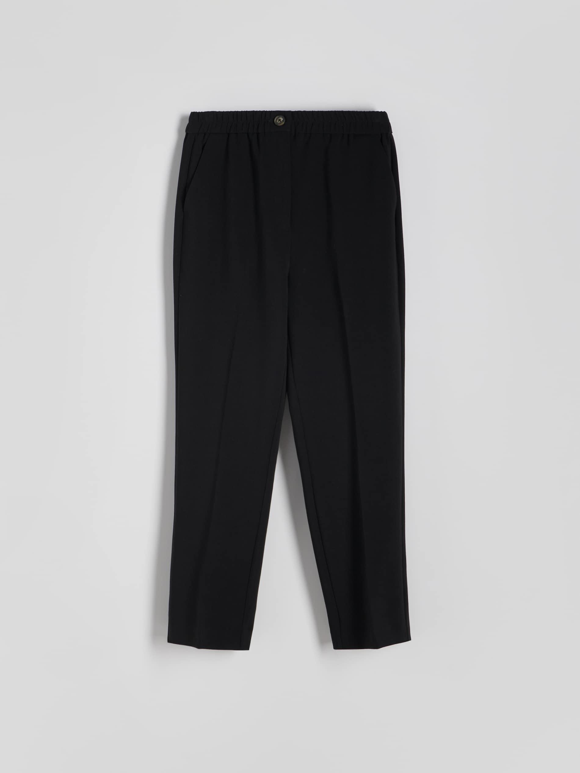 Black Elastic Waist Trousers, , large image number 1