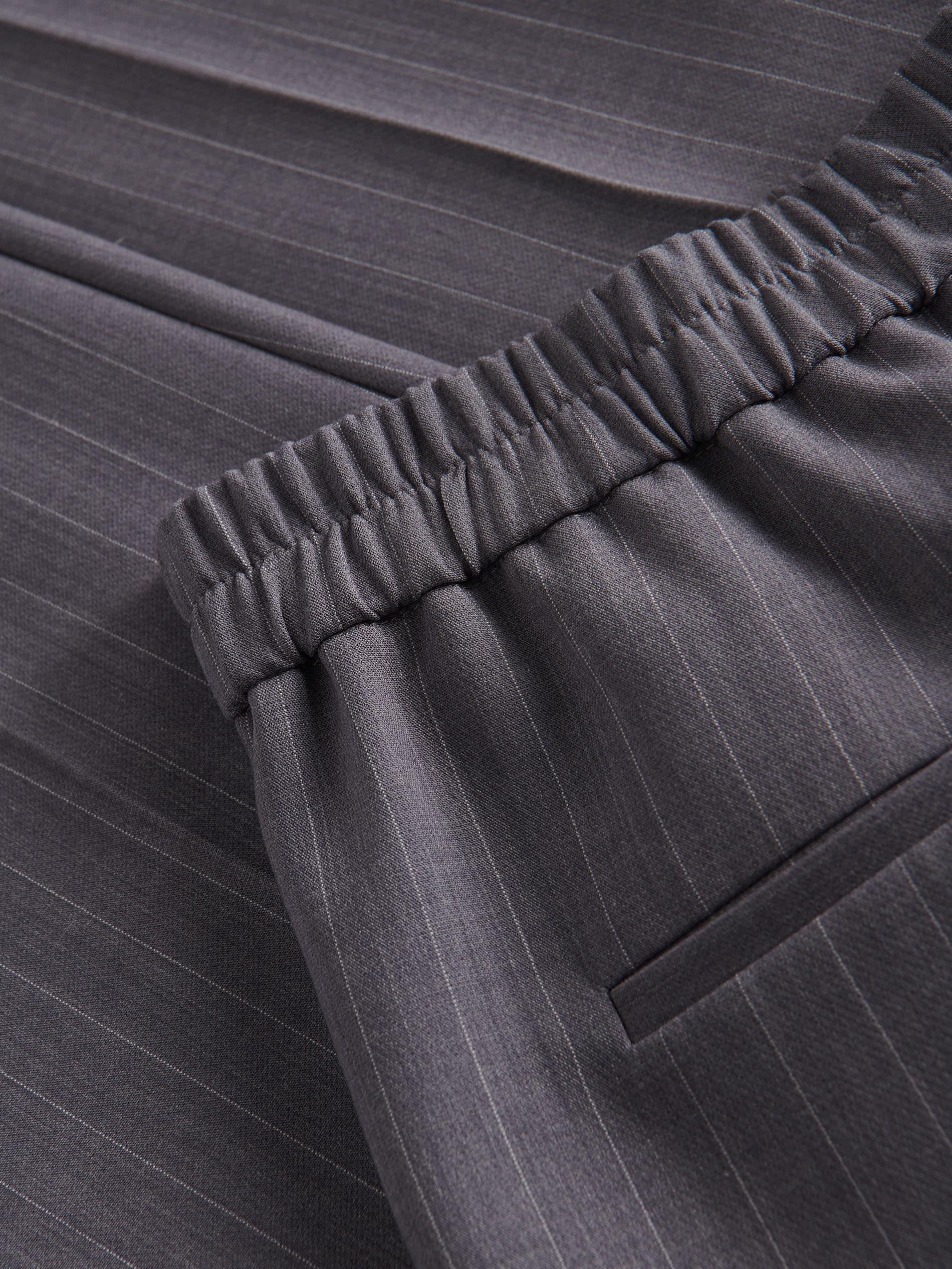 Grey Striped Elastic Waist Trousers, , large image number 7