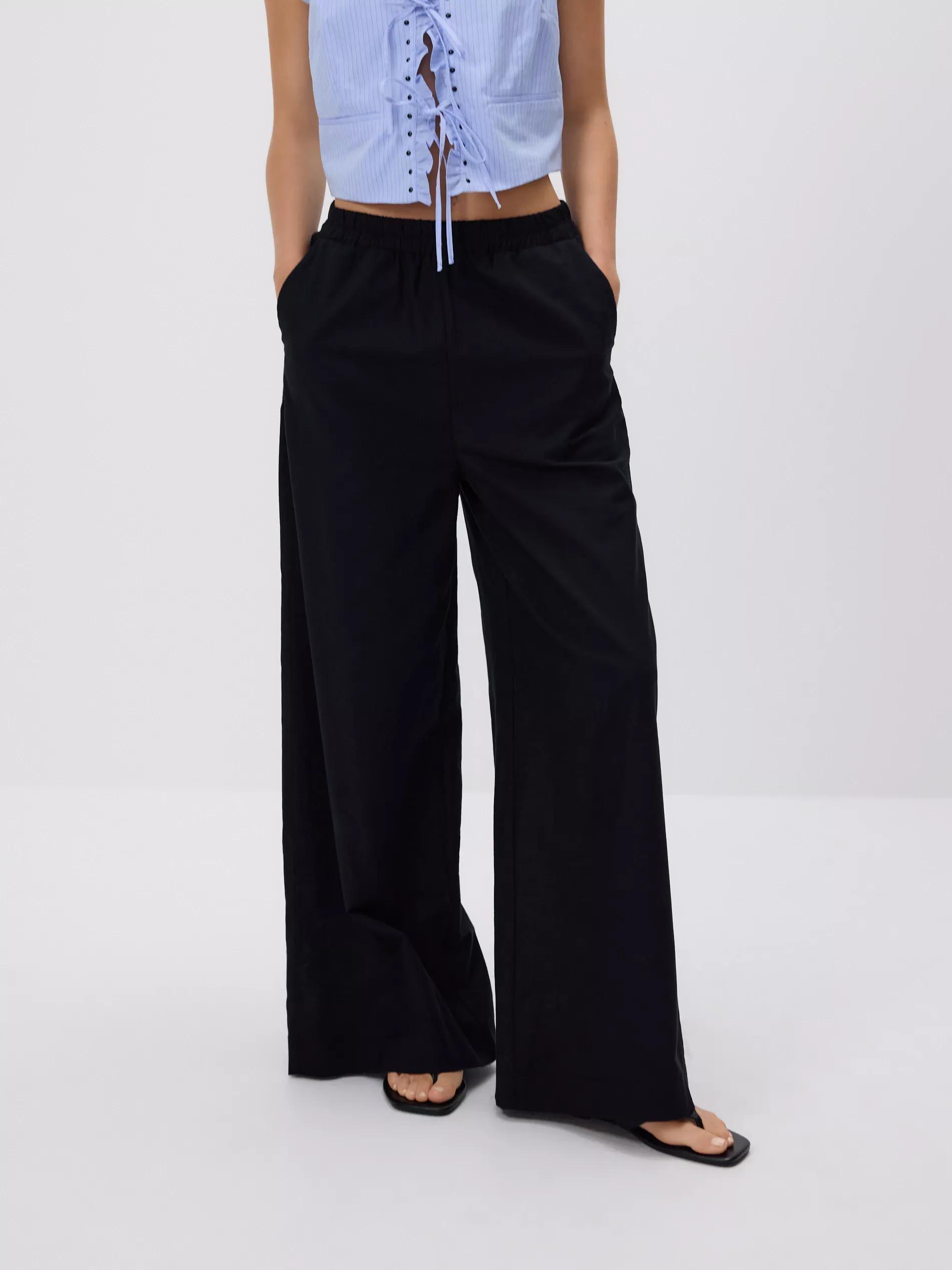 Black Wide Leg Trousers, , large image number 2