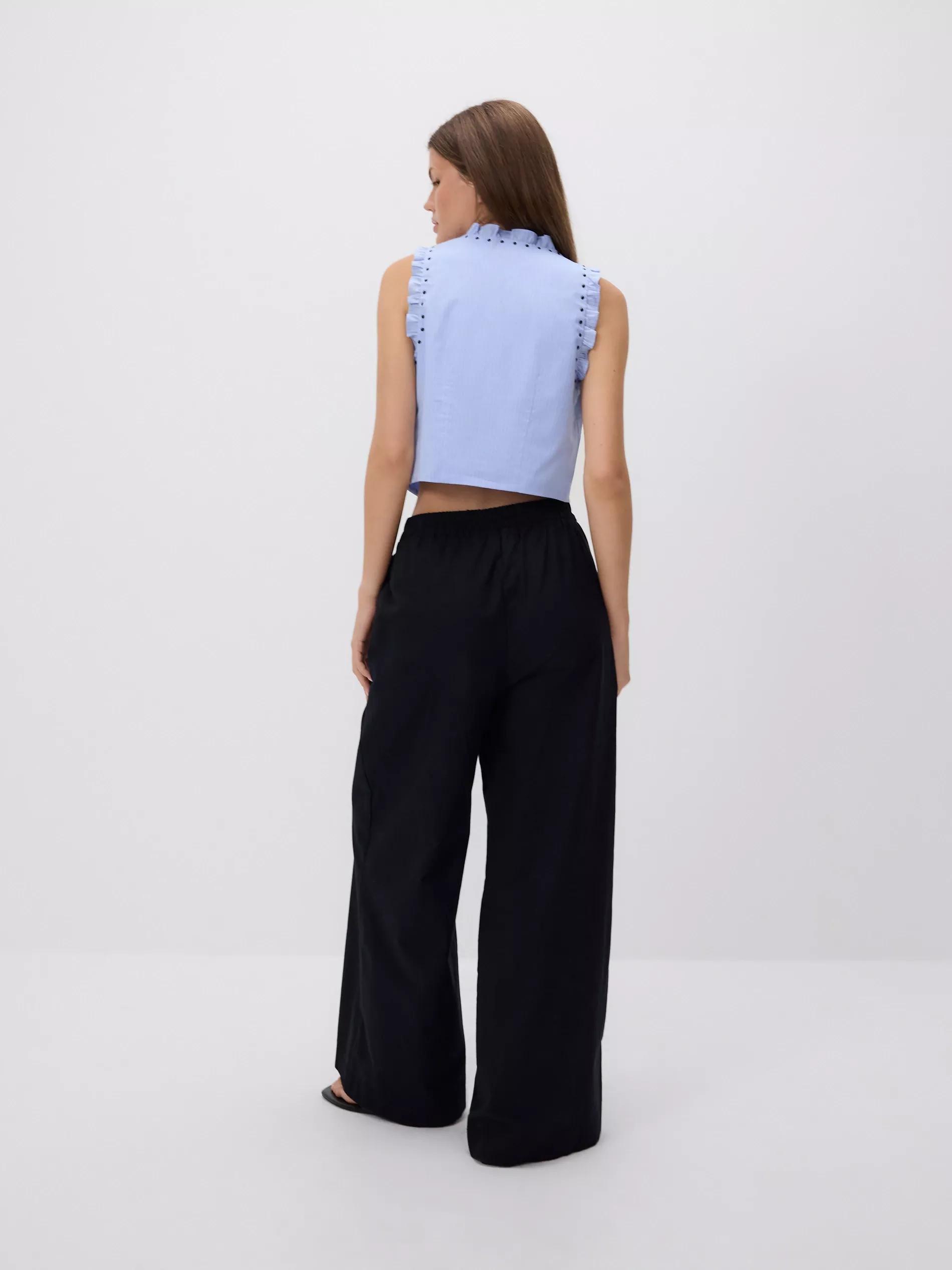 Black Wide Leg Trousers, , large image number 3