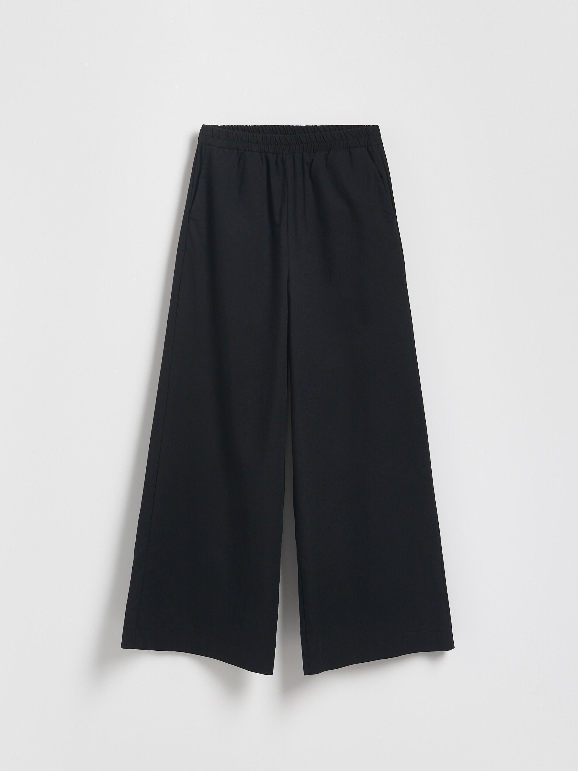 Black Wide Leg Trousers, Black, large image number 4