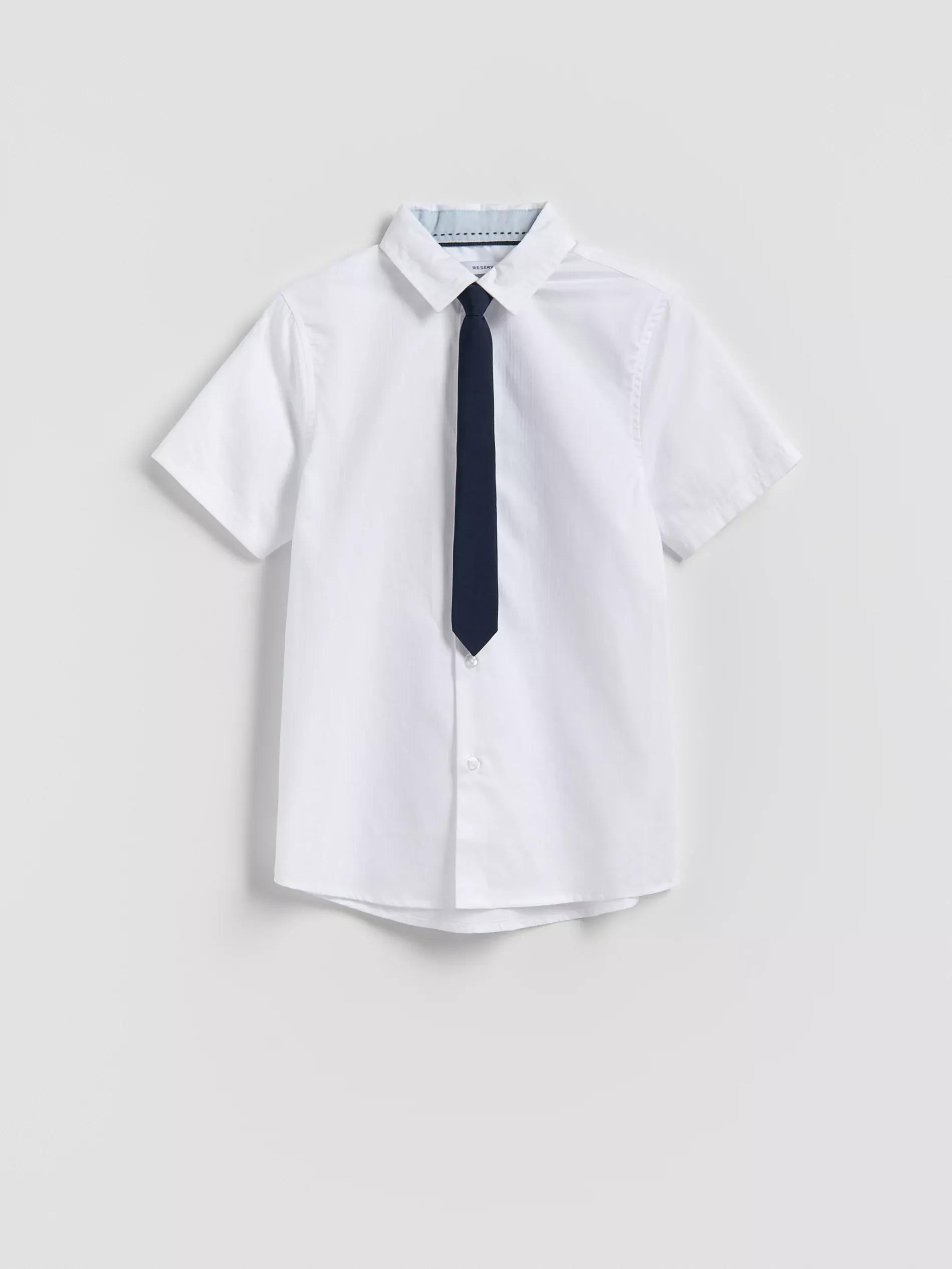 WHITE Shirt with tie, , medium
