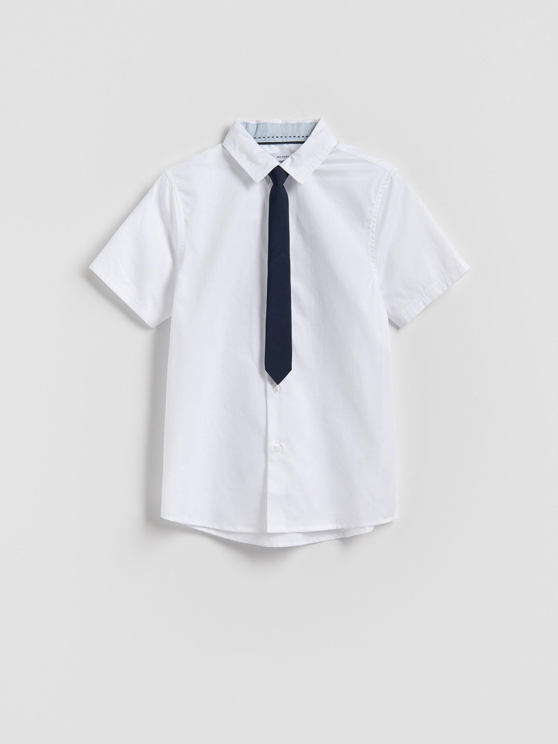 WHITE Shirt with tie, White, medium
