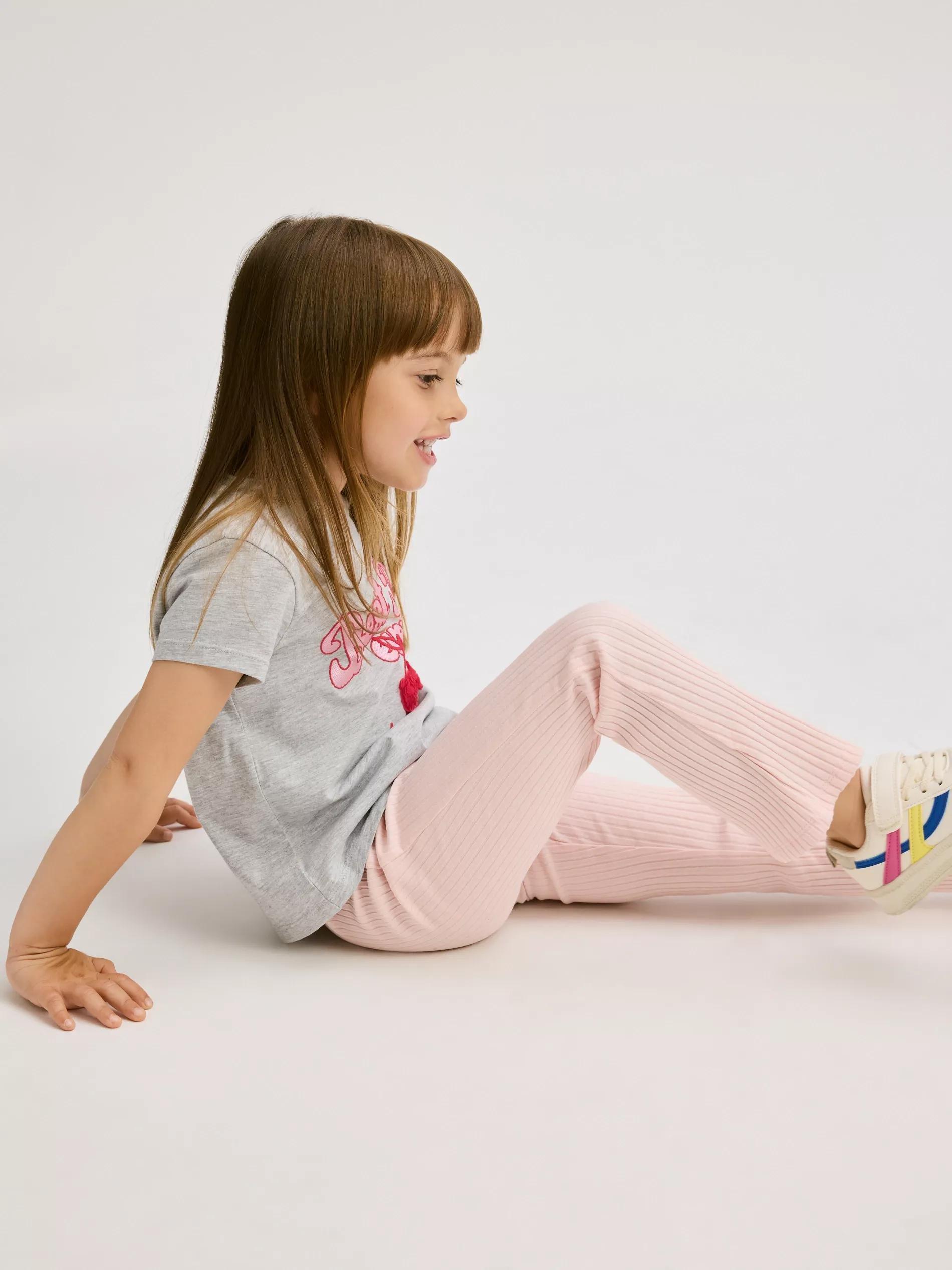 PASTEL PINK Ribbed flare trousers, Pink, medium