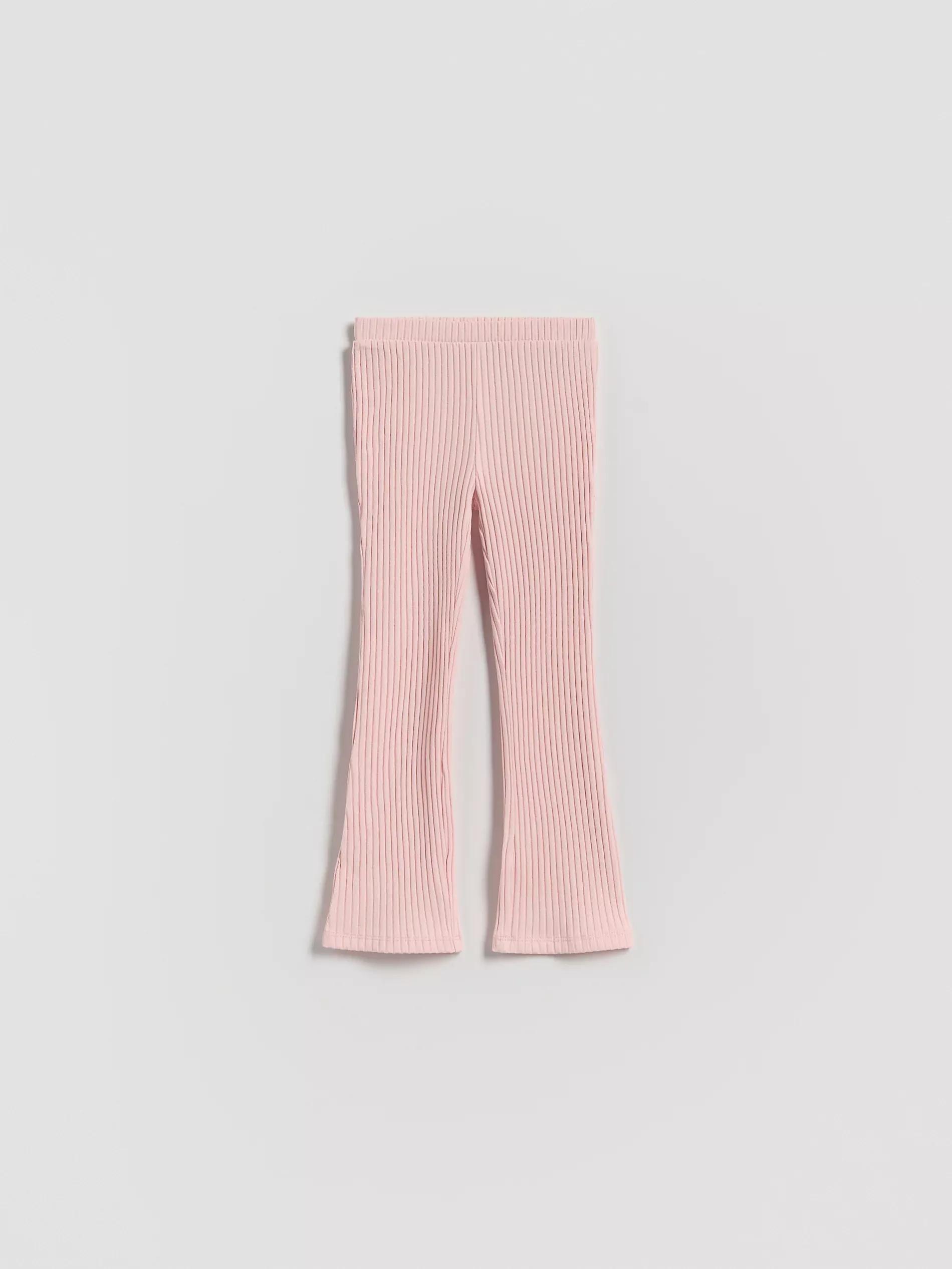 PASTEL PINK Ribbed flare trousers, Pink, medium