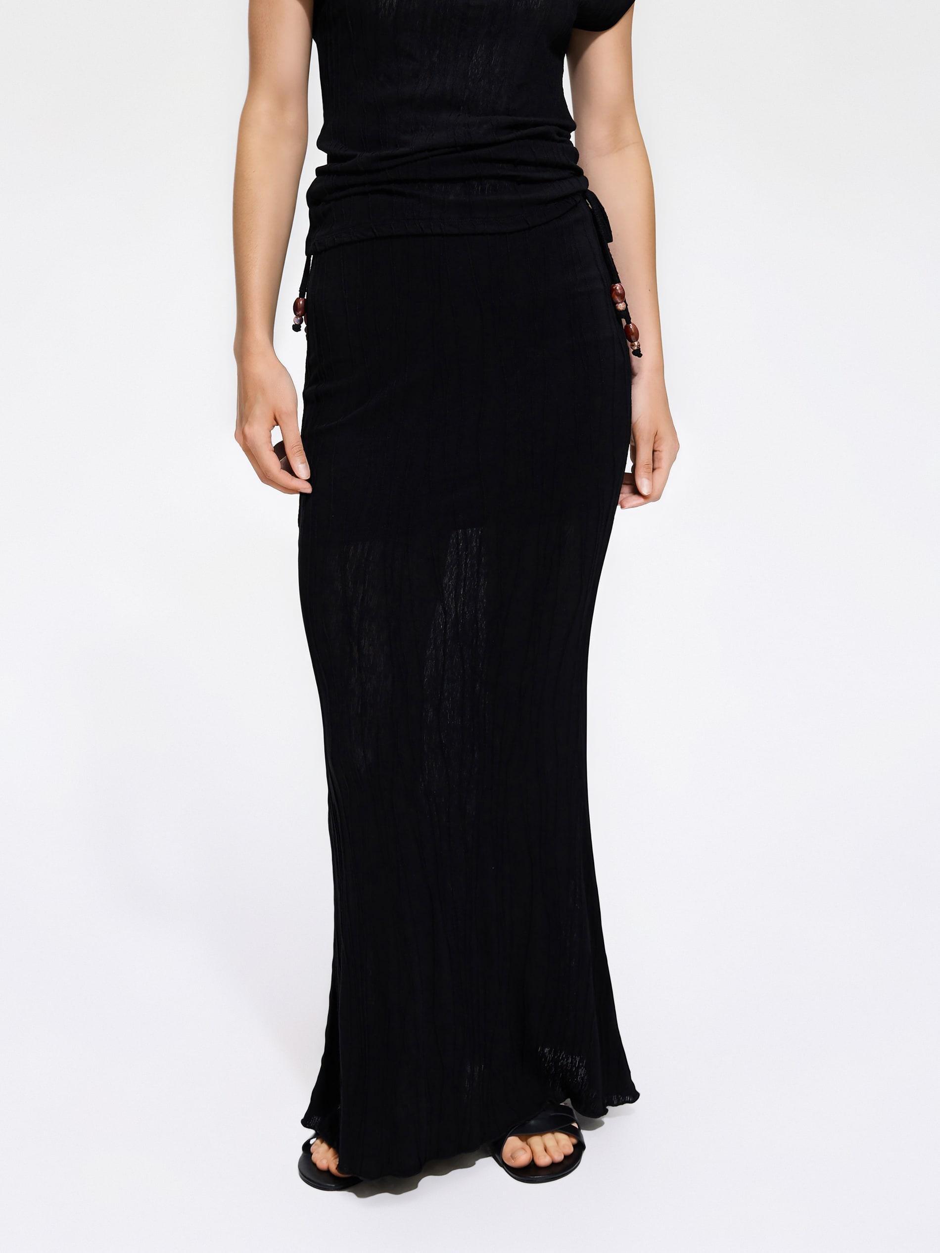 Black Structural Jersey Skirt, Black, medium