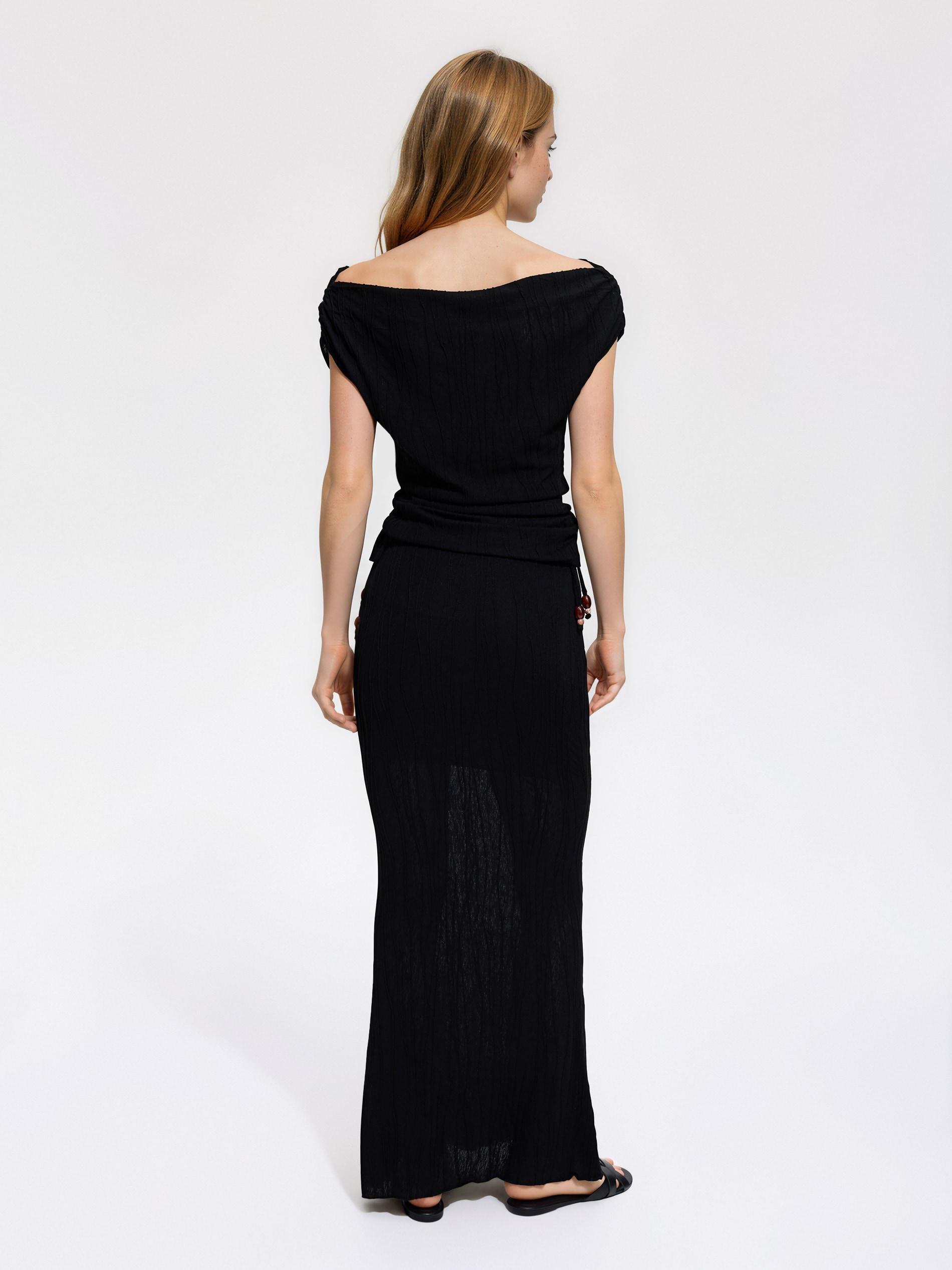 Black Structural Jersey Skirt, Black, large image number 3