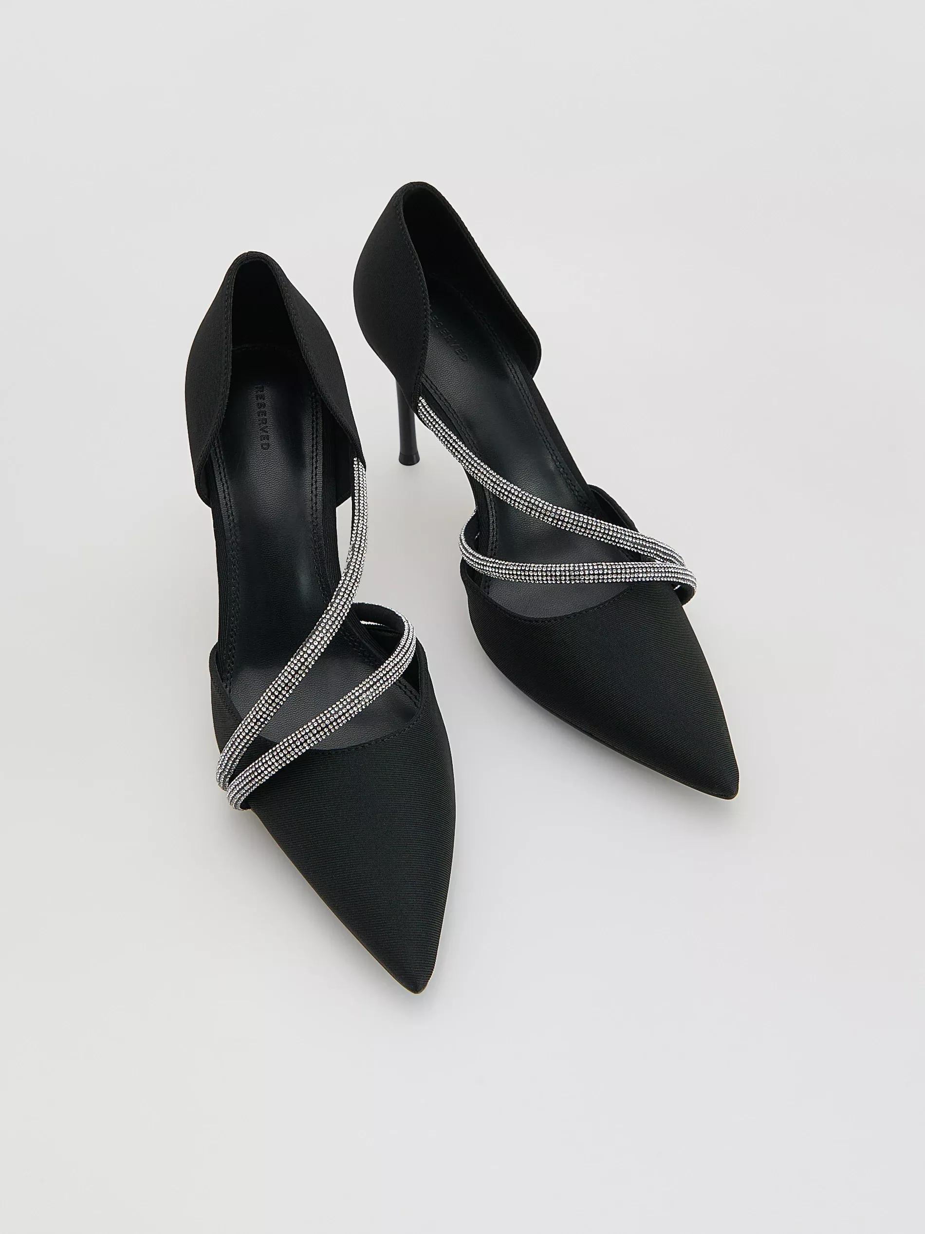 Black Pumps With Decorative Straps, Black, medium