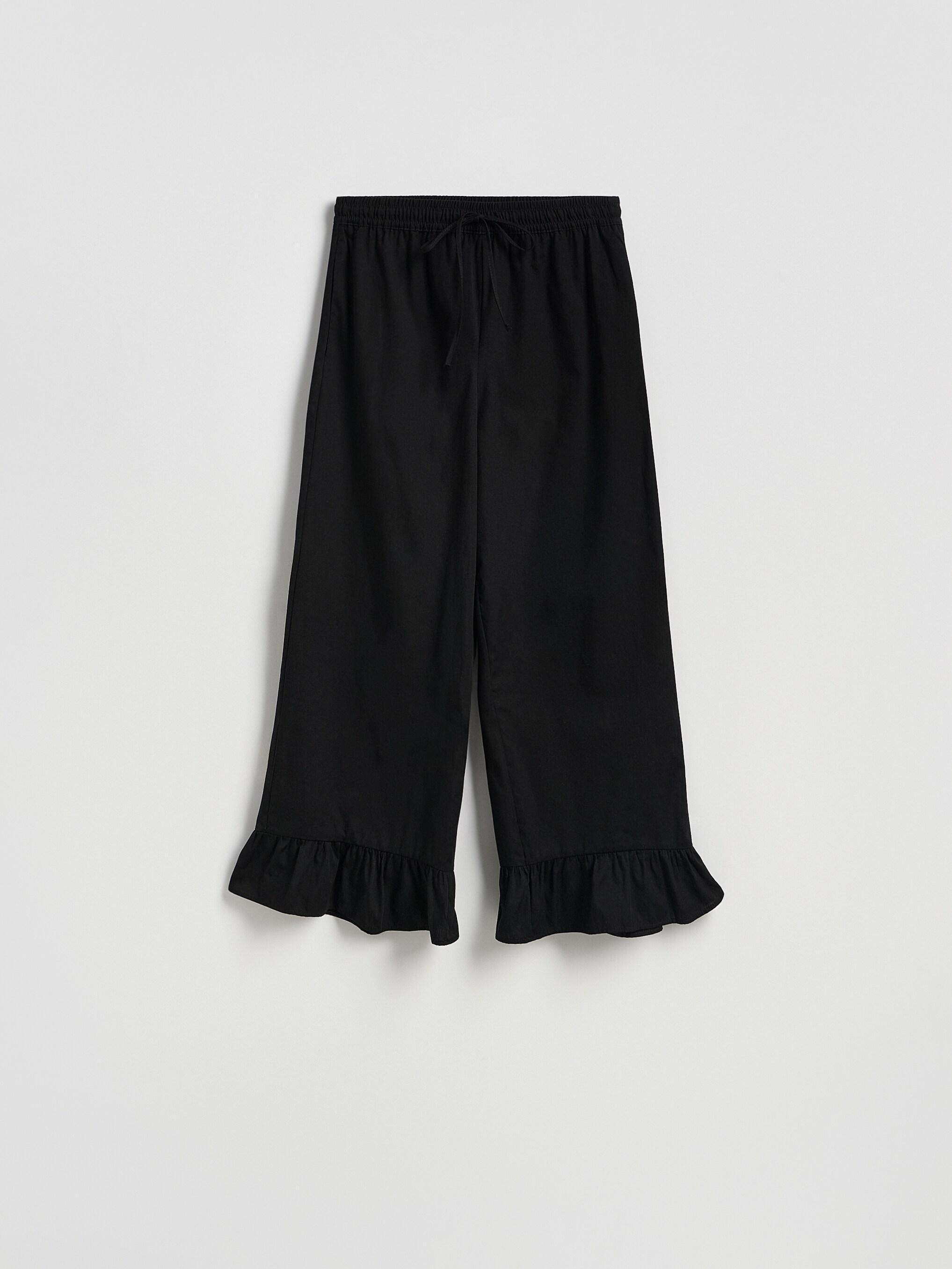 Black Culotte Trousers With Frill, Black, large image number 4