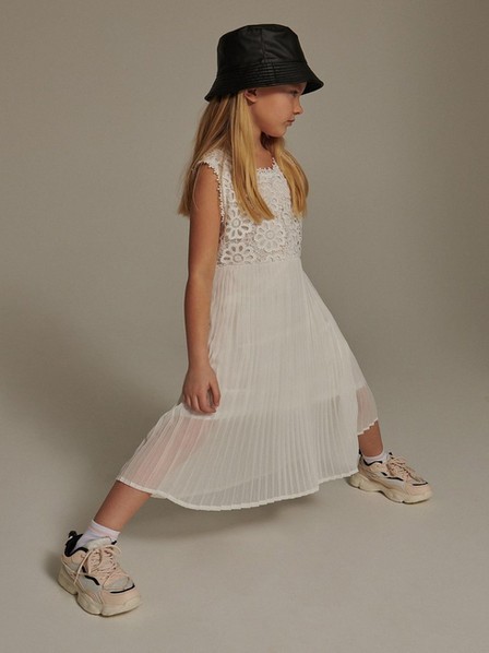 Reserved - Cream Dress With Pleated Bottom