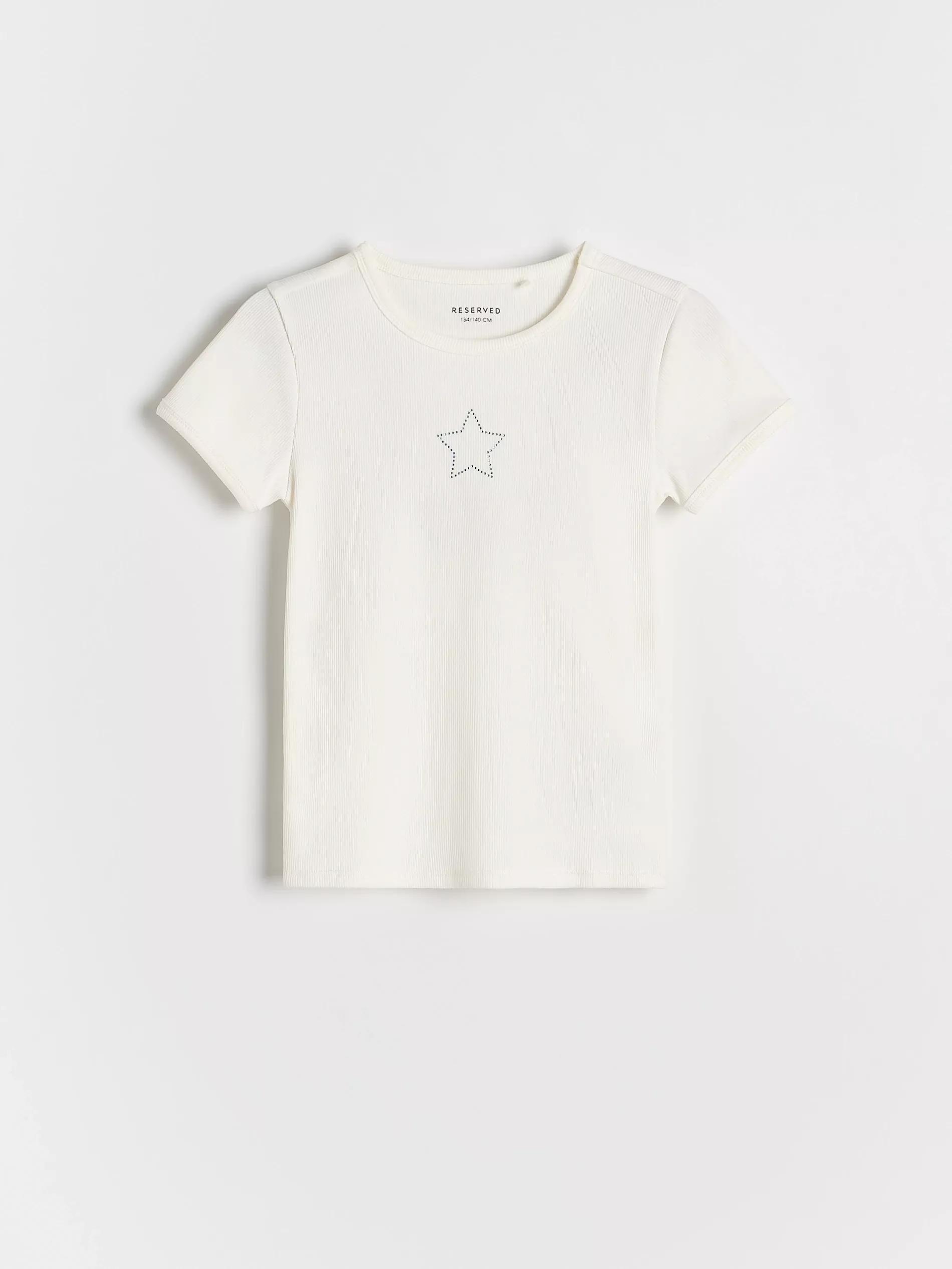 Cream T-Shirt With Rhinestone Detailing, , large image number 2