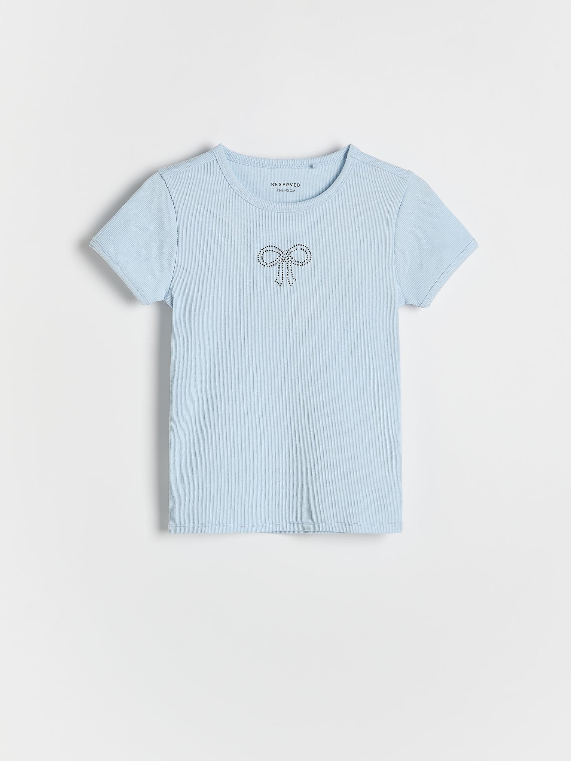 Blue T-Shirt With Rhinestone Detailing, , large image number 2