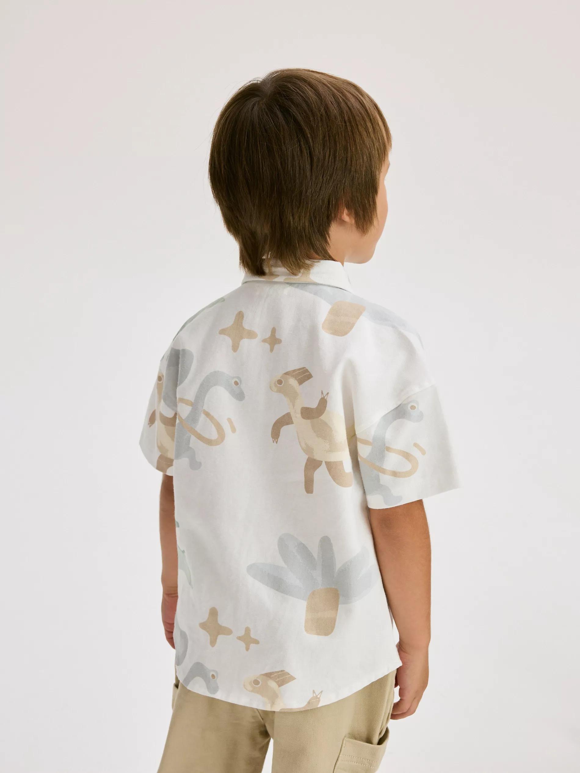 Cream Cotton Shirt, Ivory, large image number 4