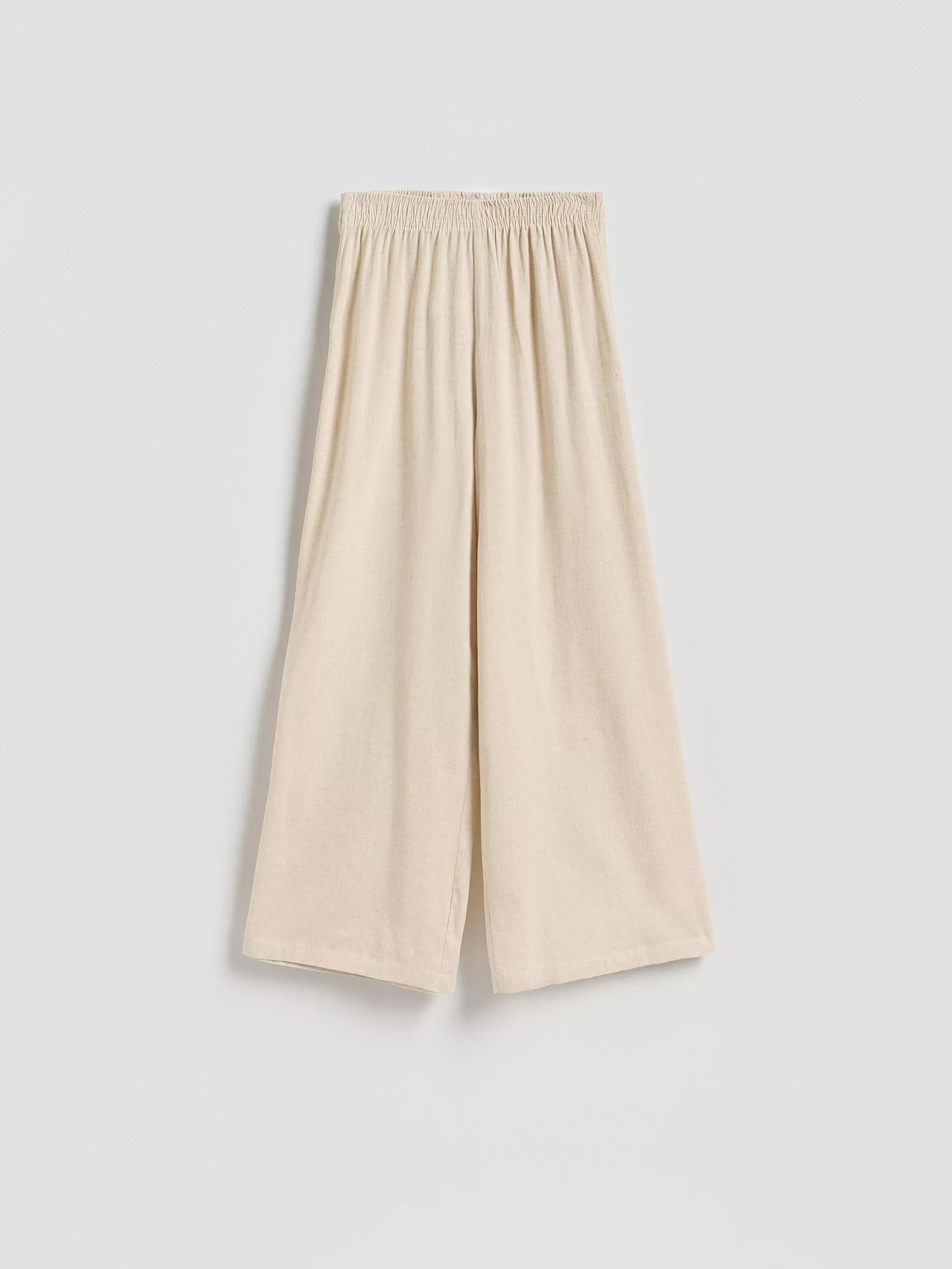 Cream Wide Leg Trousers, Ivory, large image number 3