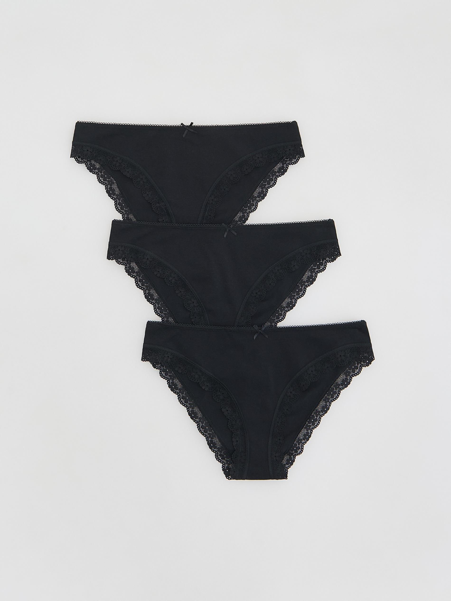 Black Cotton Bikini Panties 3-Pack, Black, large image number 0