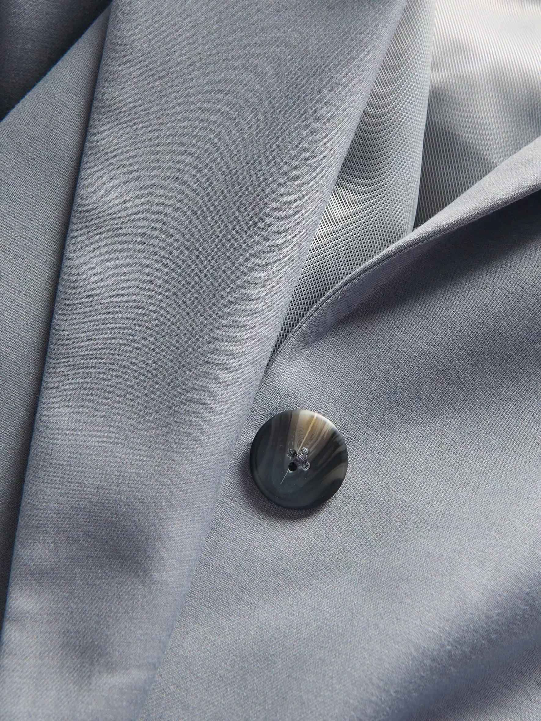 Grey Plain Oversized Blazer, , large image number 6