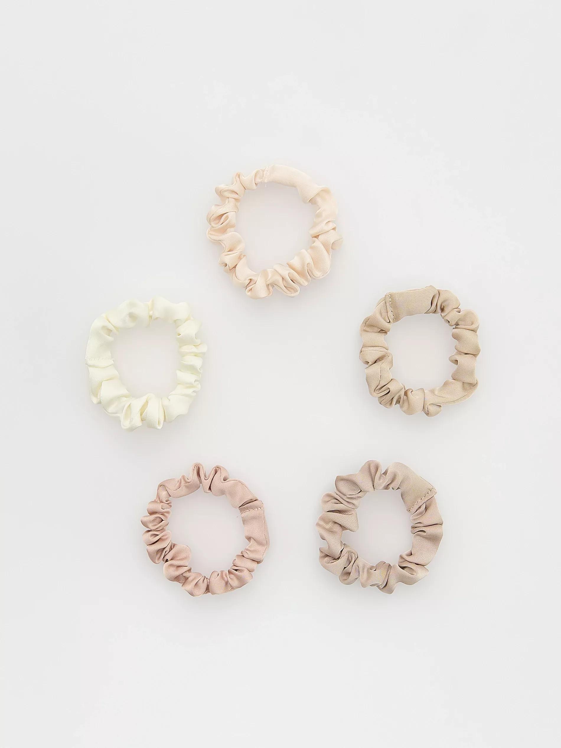 Cream Scrunchies 5 Pack, Ivory, large image number 0