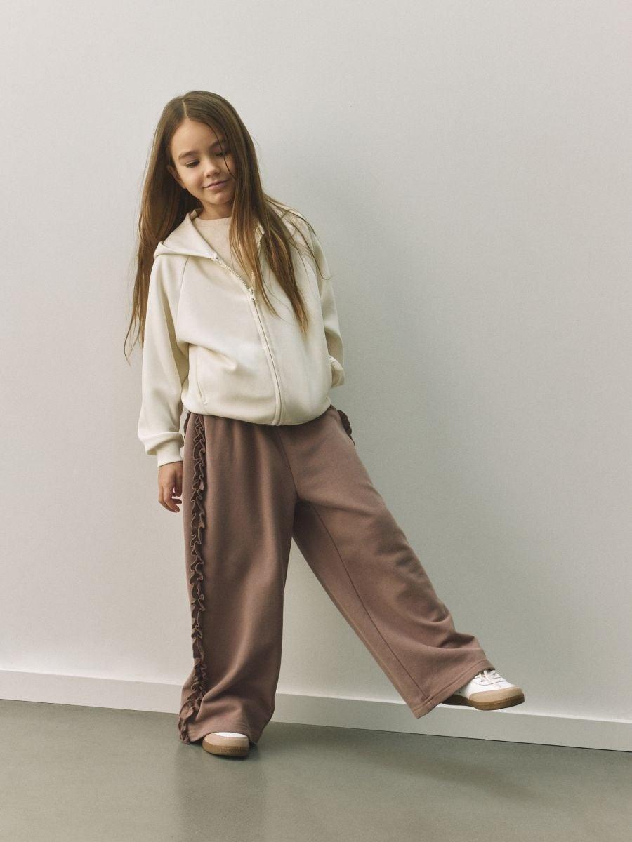 Cream Zip-Up Sweatshirt With Modal, Ivory, large image number 0