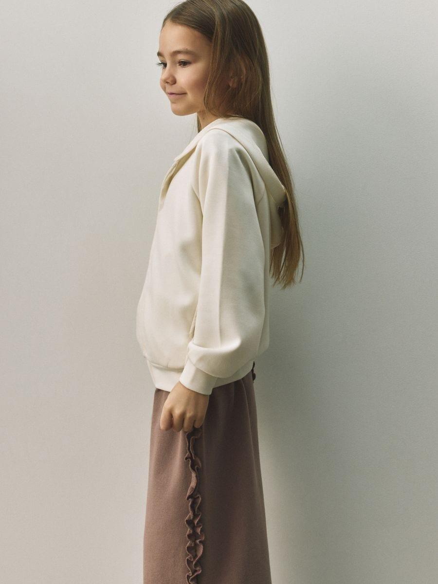 Cream Zip-Up Sweatshirt With Modal, Ivory, large image number 1