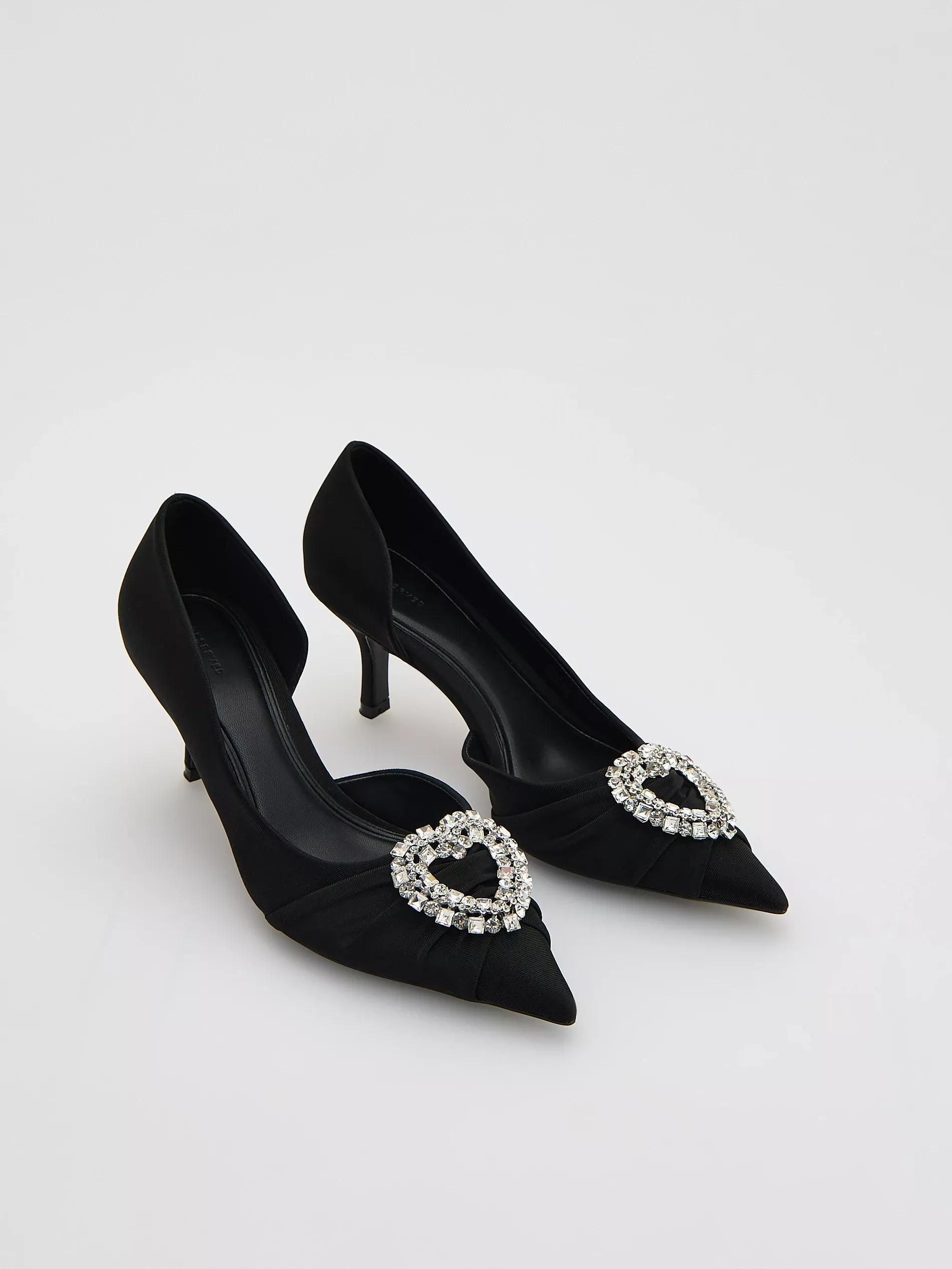 Black Court Shoes With Applique, Black, medium