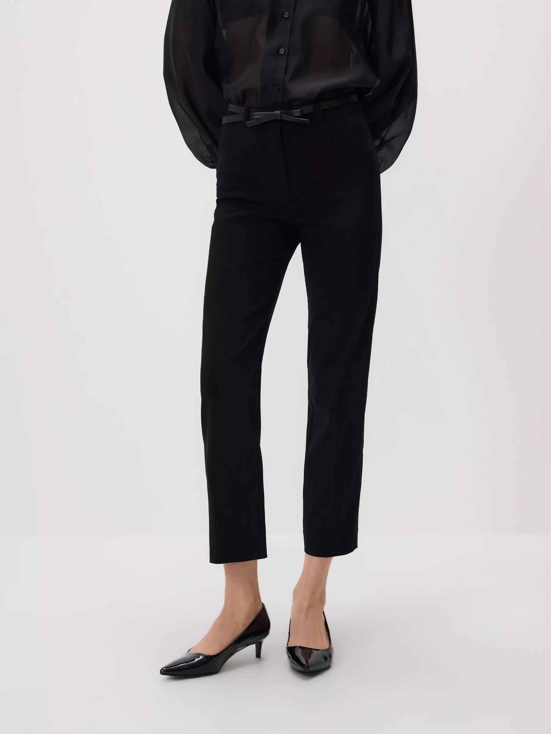 Black Trousers With Decorative Belt, Black, large image number 1