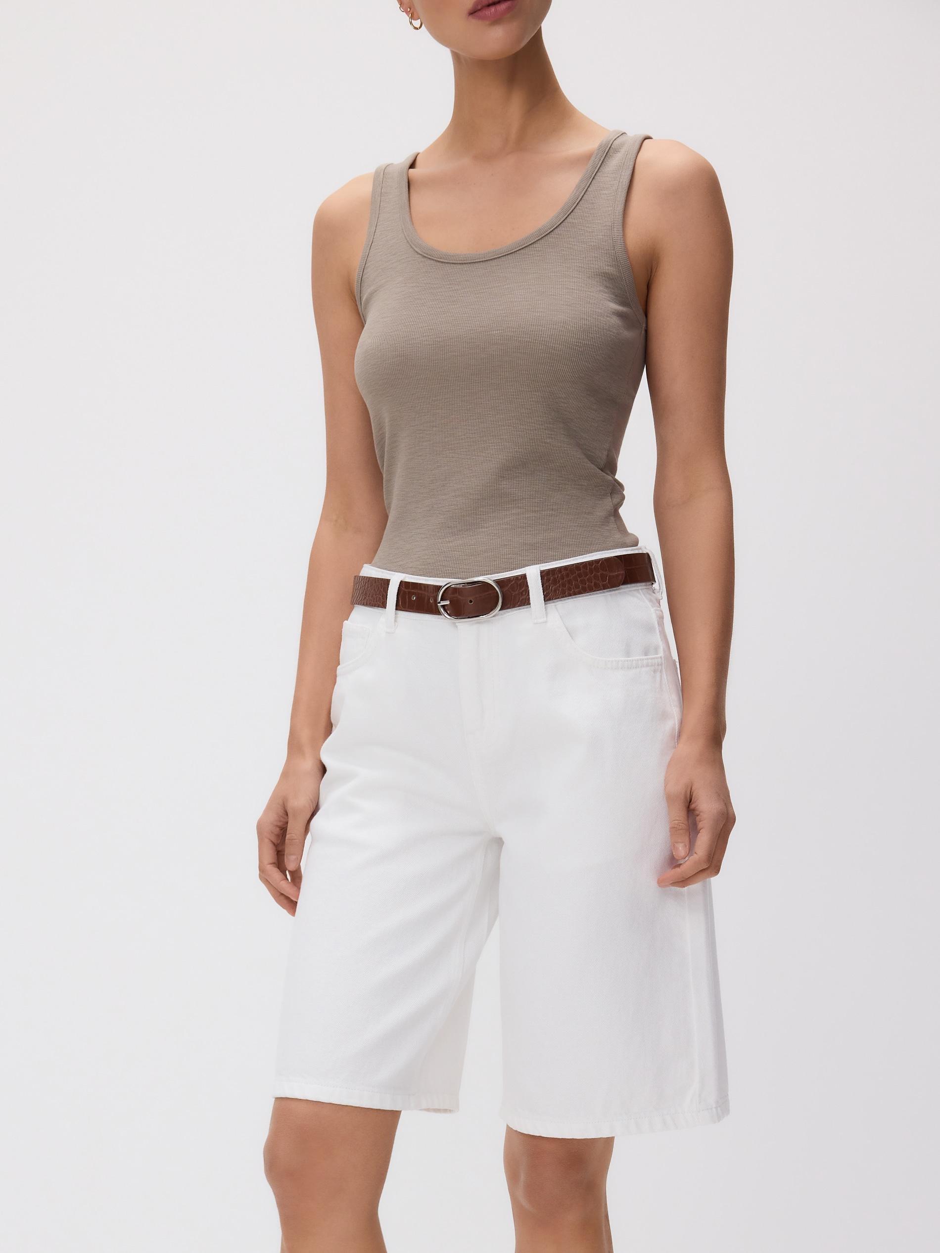 White Cotton Rich Shorts With Belt, White, large image number 1