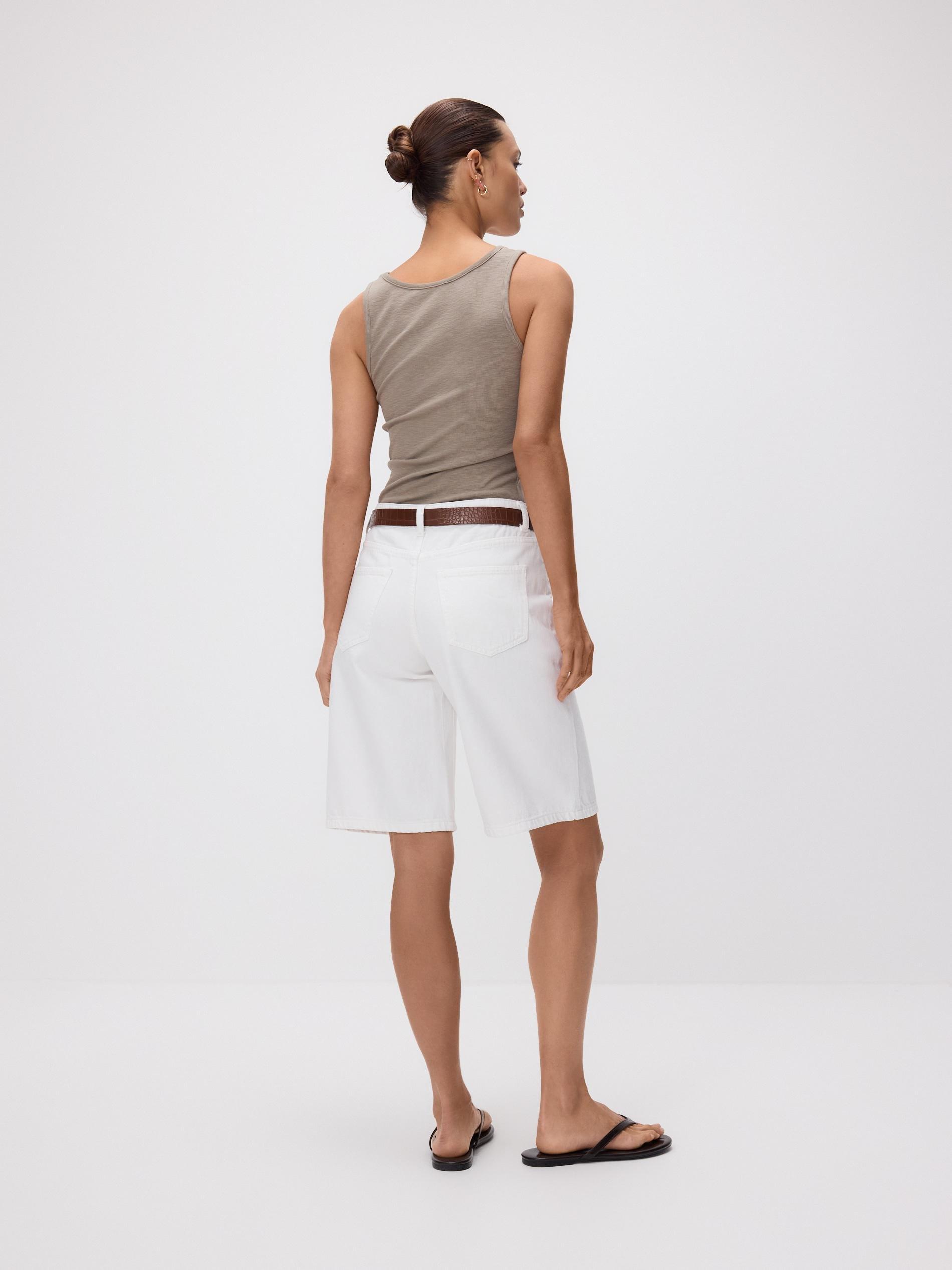 White Cotton Rich Shorts With Belt, White, large image number 2