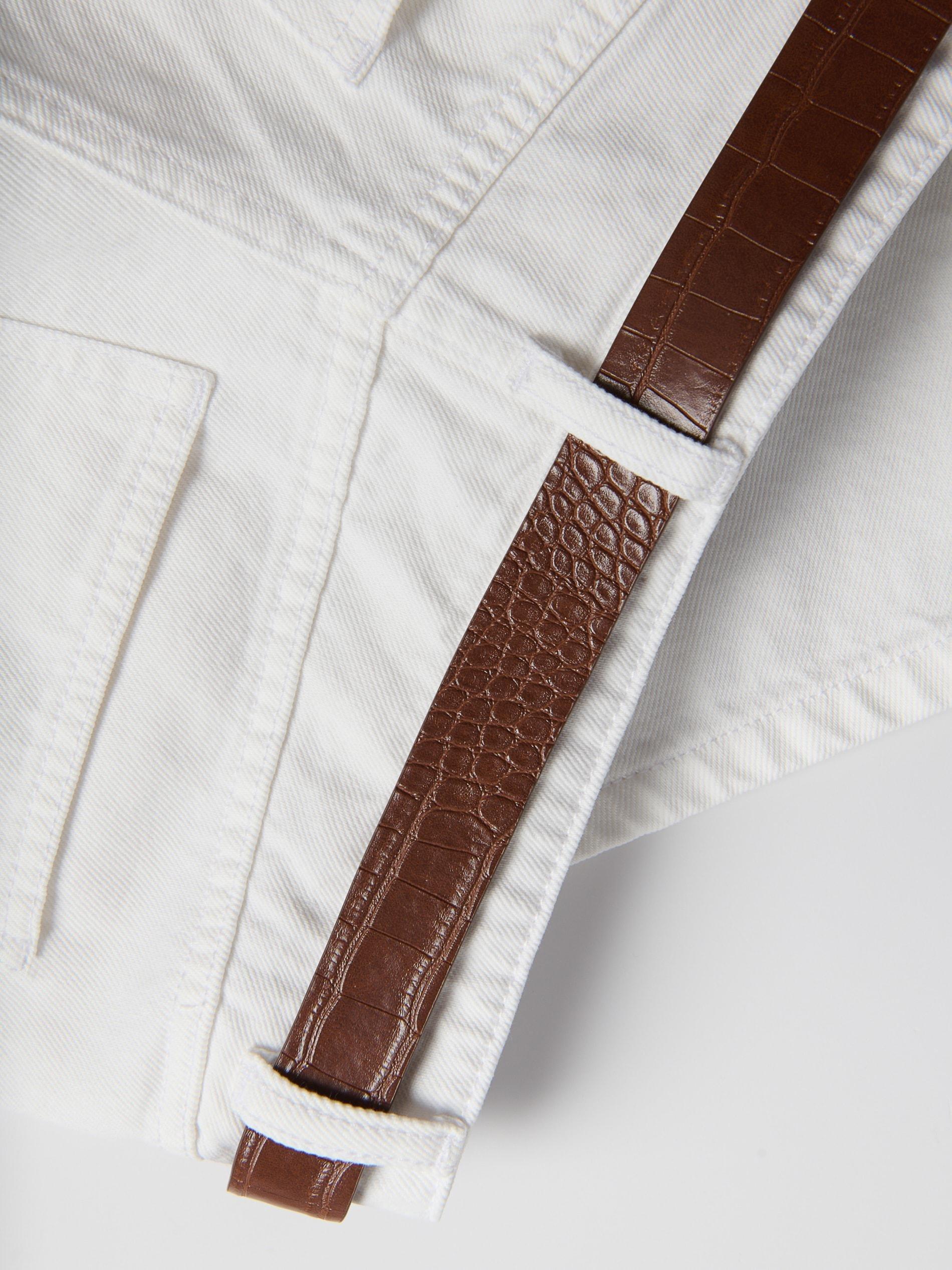 White Cotton Rich Shorts With Belt, White, large image number 4