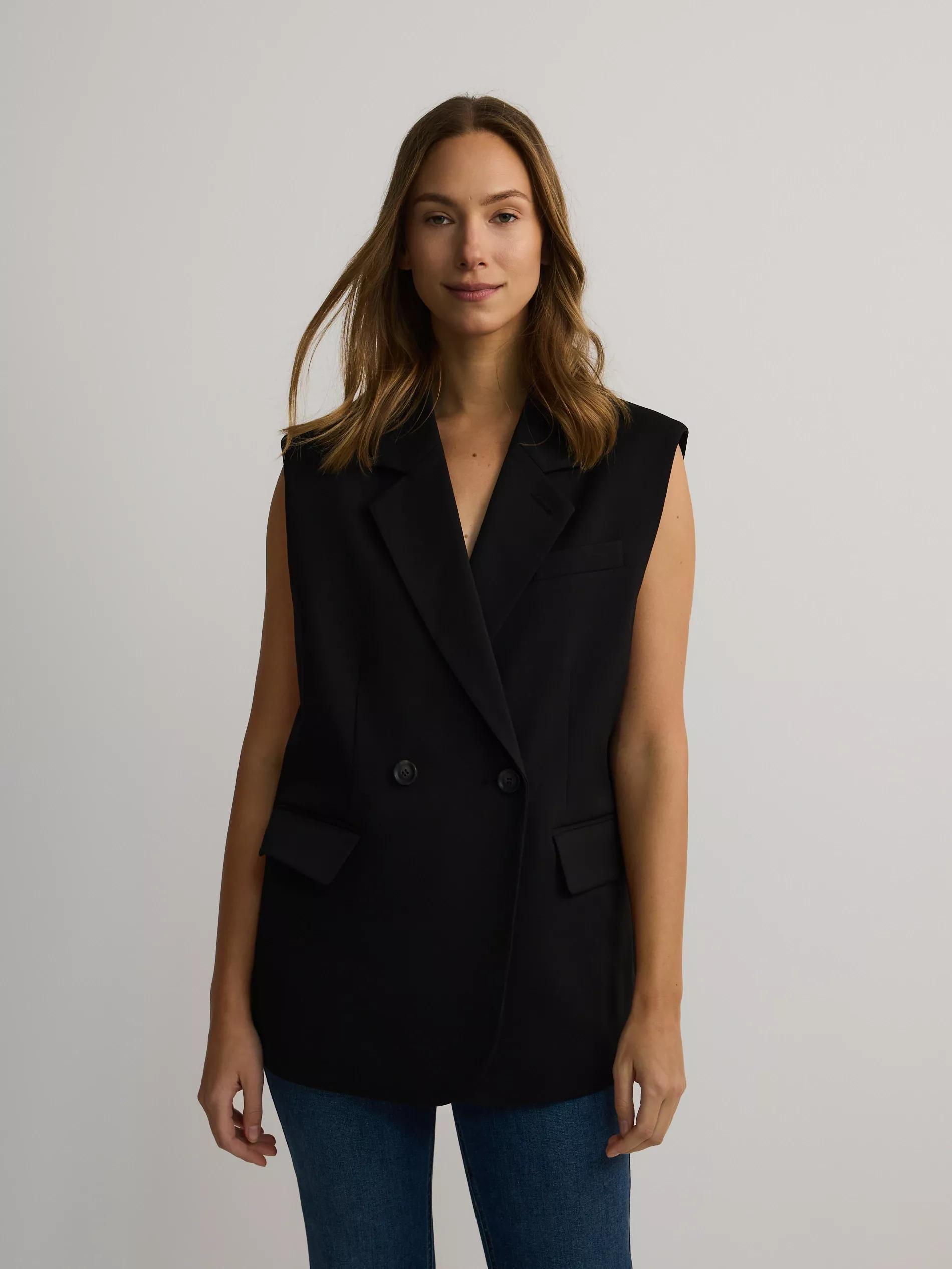 Black Double-Breasted Vest, , medium