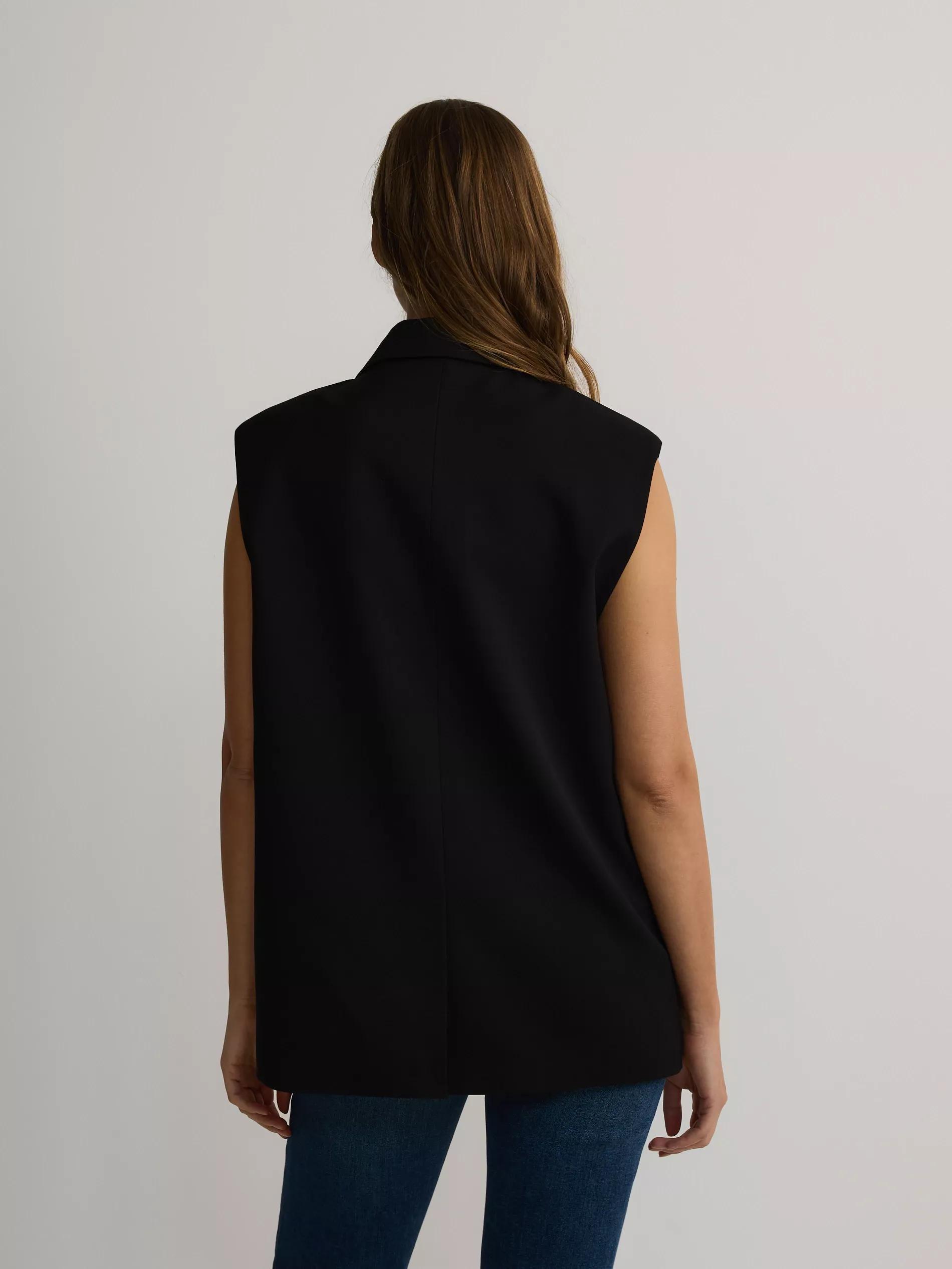 Black Plain Double Breasted Blazer, , large image number 4