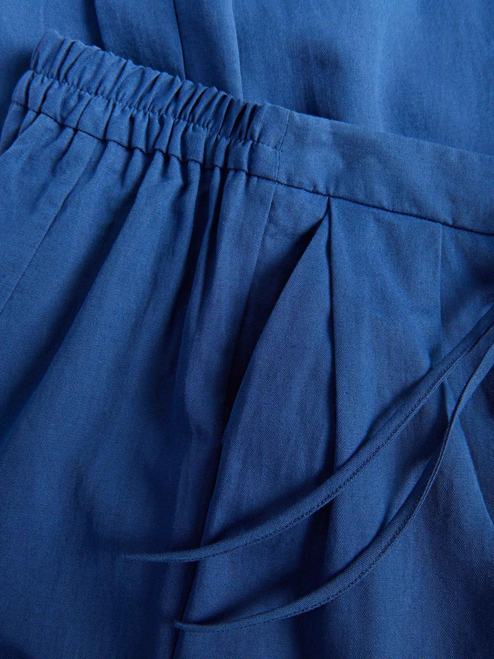 Blue Linen Rich Wide Leg Trousers, , large image number 5