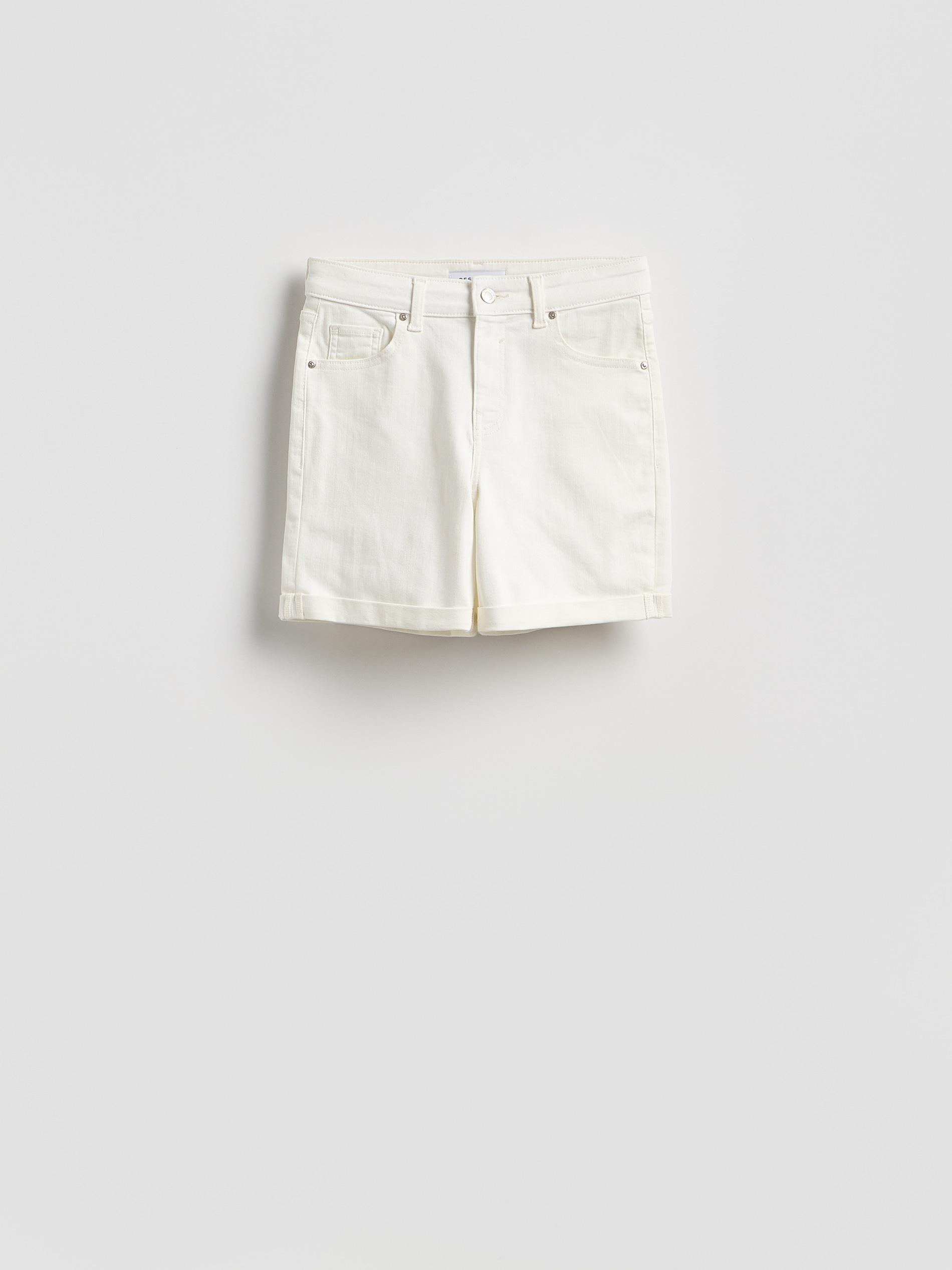 White Jean Shorts With Roll-Up Cuffs, White, large image number 3