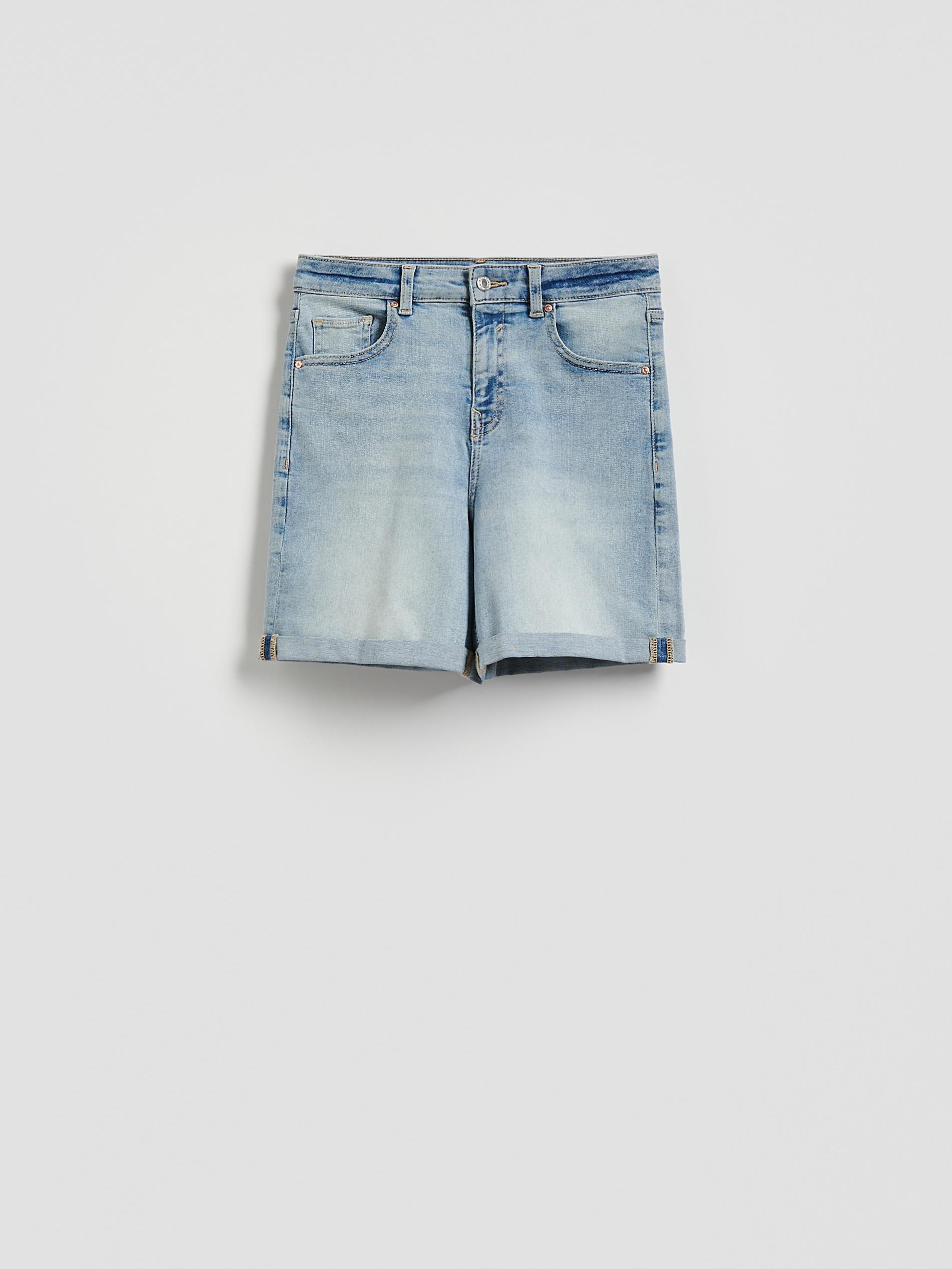 Blue Jean Shorts With Roll-Up Cuffs, Blue, large image number 3