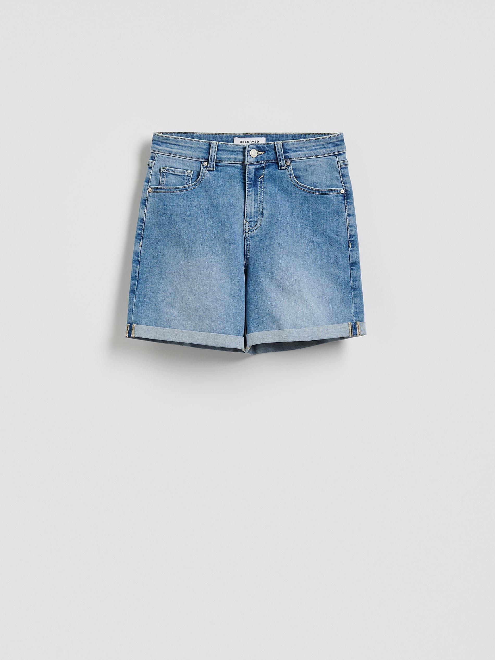 Blue Jeans Jean Shorts With Roll-Up Cuffs, Blue, large image number 3