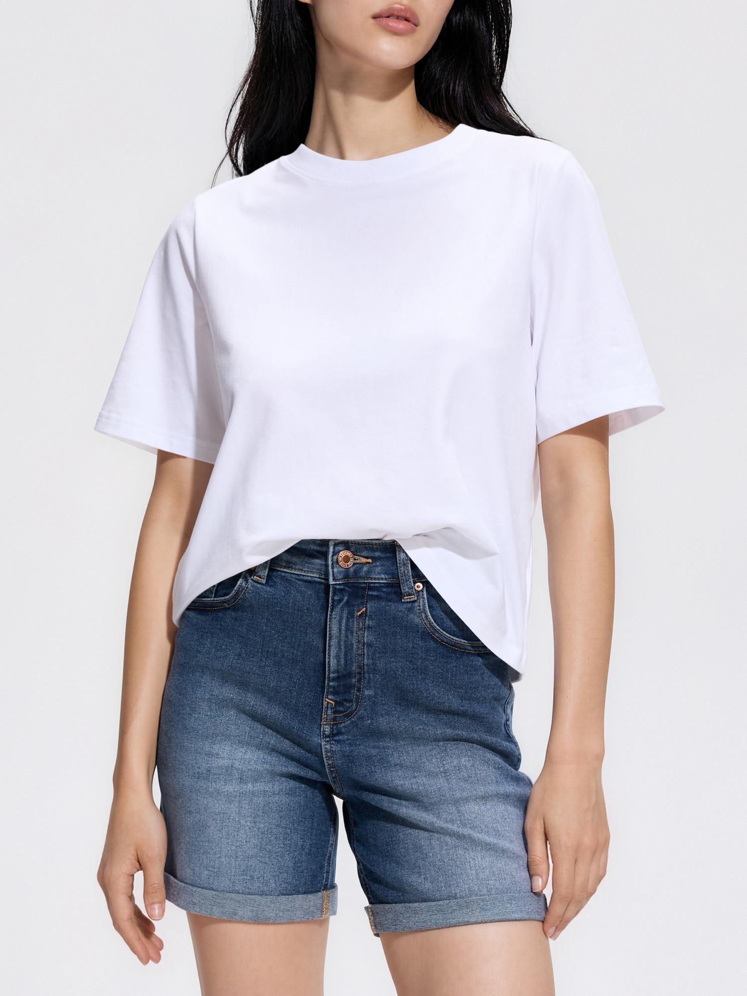 Navy Jean Shorts With Roll-Up Cuffs, Navy, medium