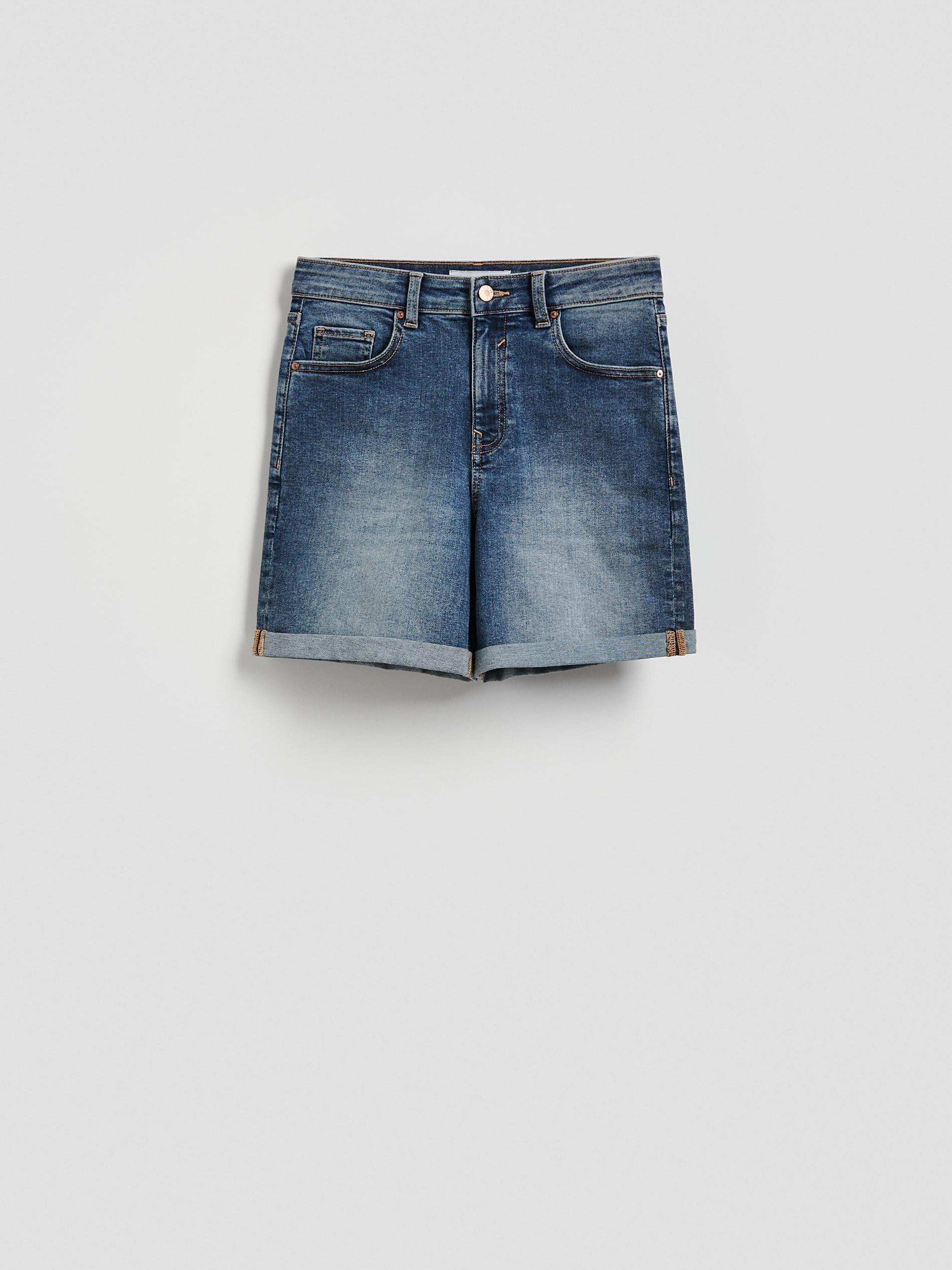 Navy Jean Shorts With Roll-Up Cuffs, Navy, large image number 3