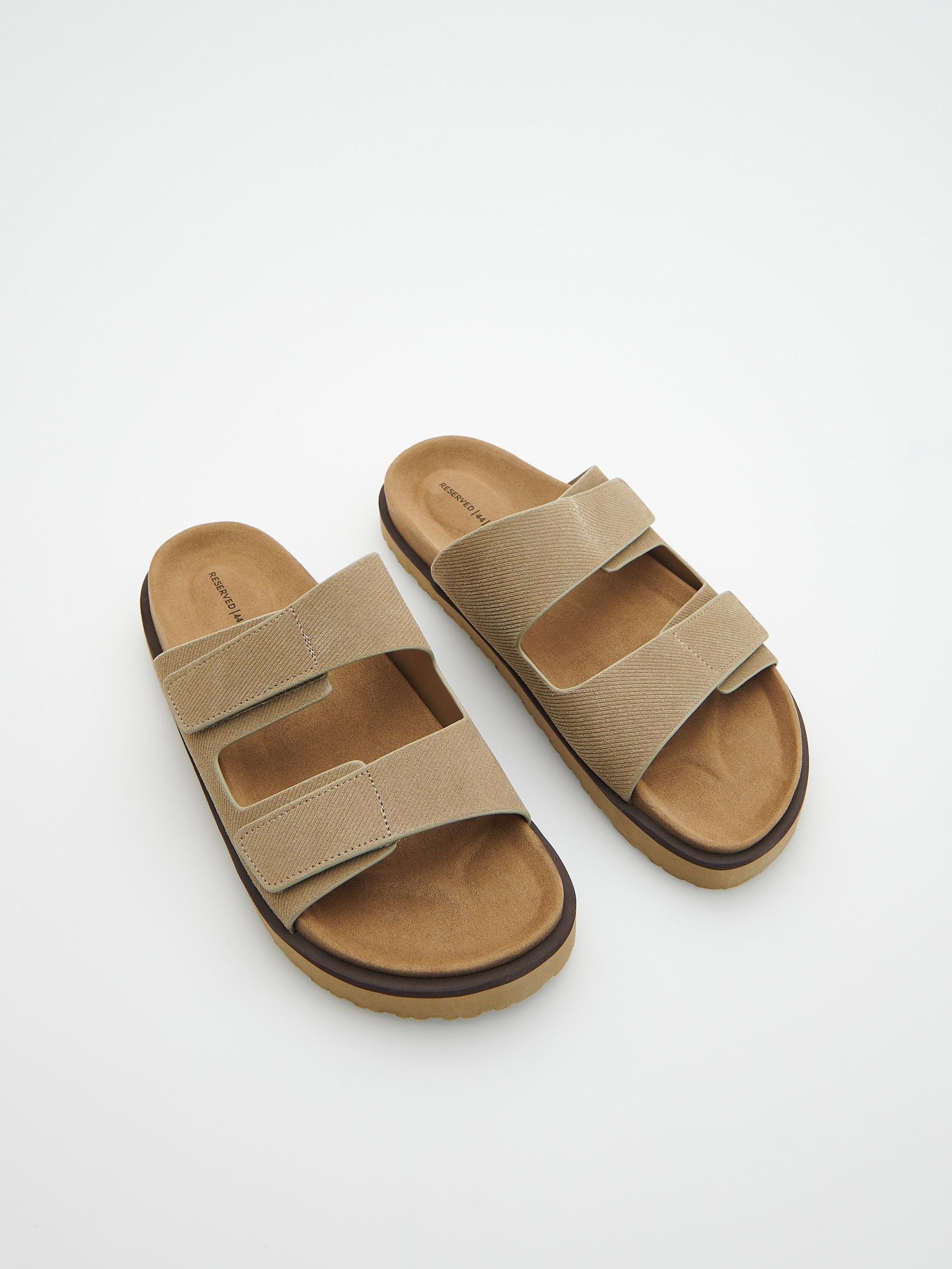 Beige Suede Sliders, , large image number 1