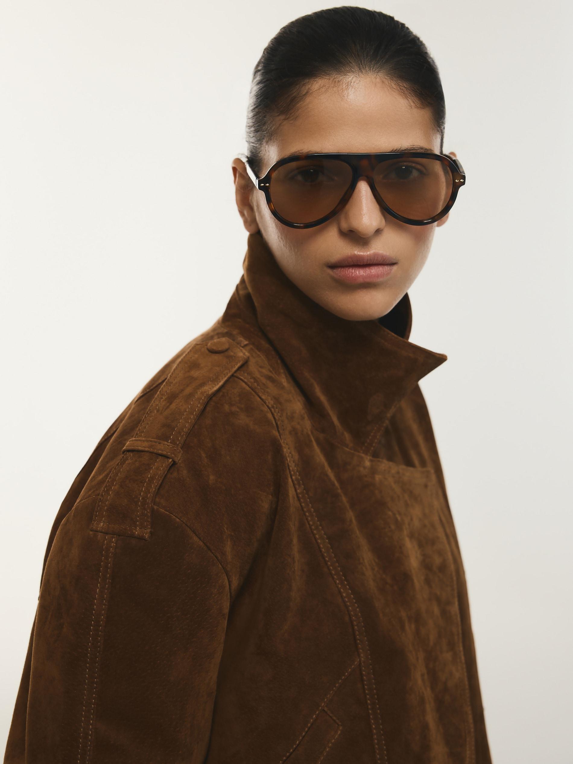 Brown Sunglasses With Case, Brown, large image number 0