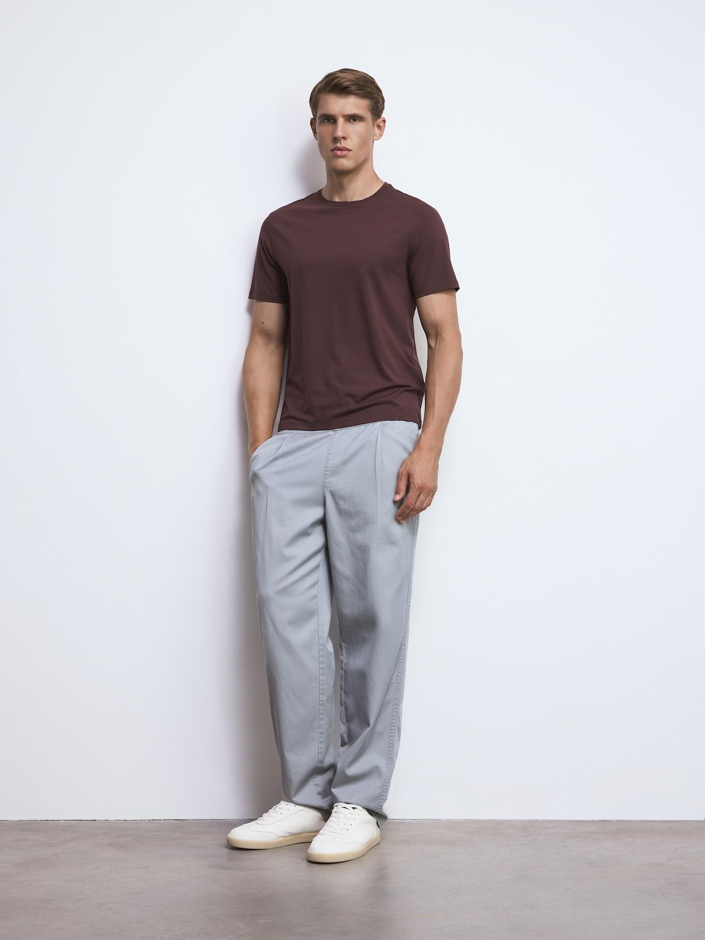 Red Regular Fit Modal Blend T-Shirt, Burgundy, medium