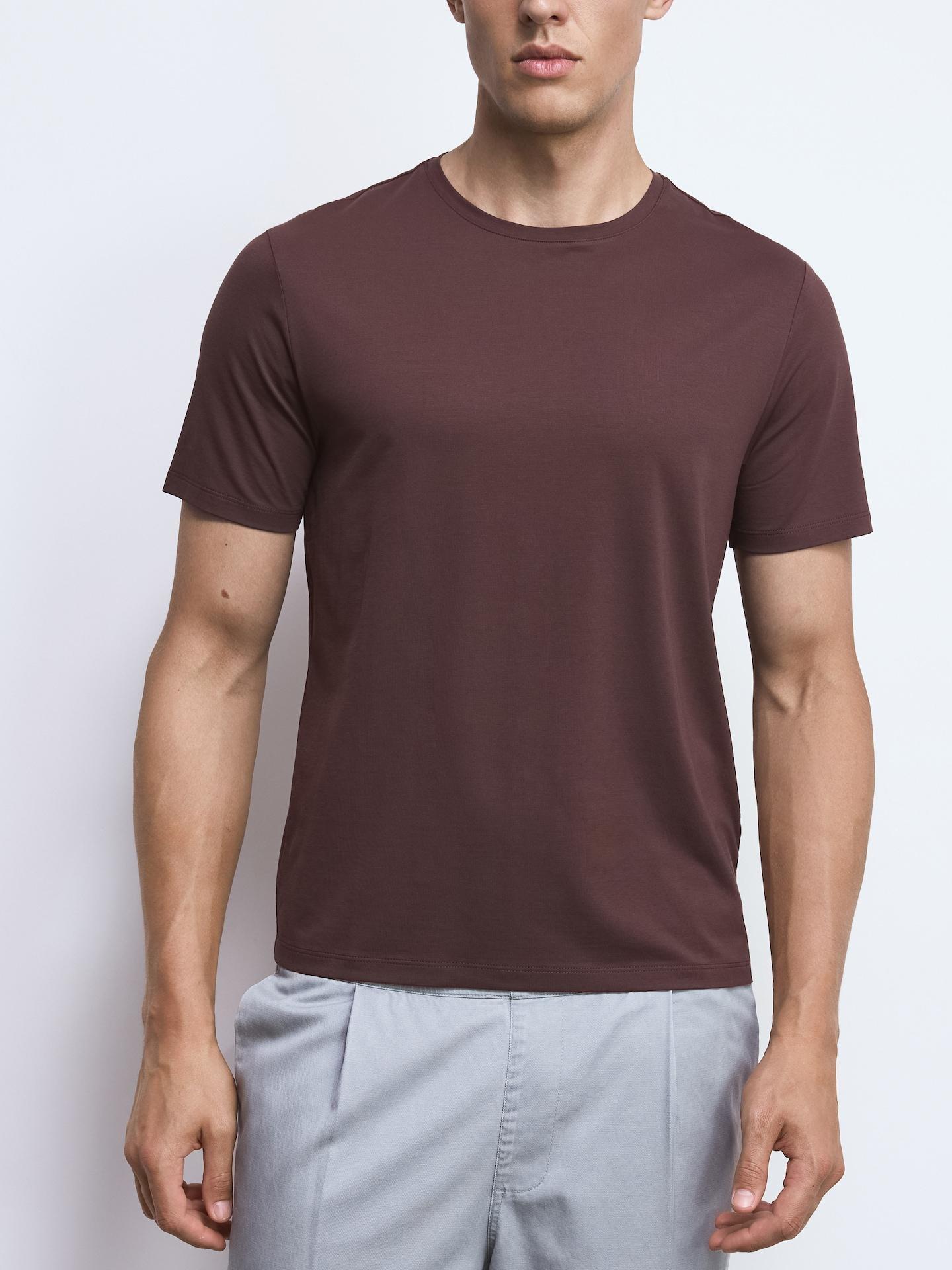 Red Regular Fit Modal Blend T-Shirt, Burgundy, medium