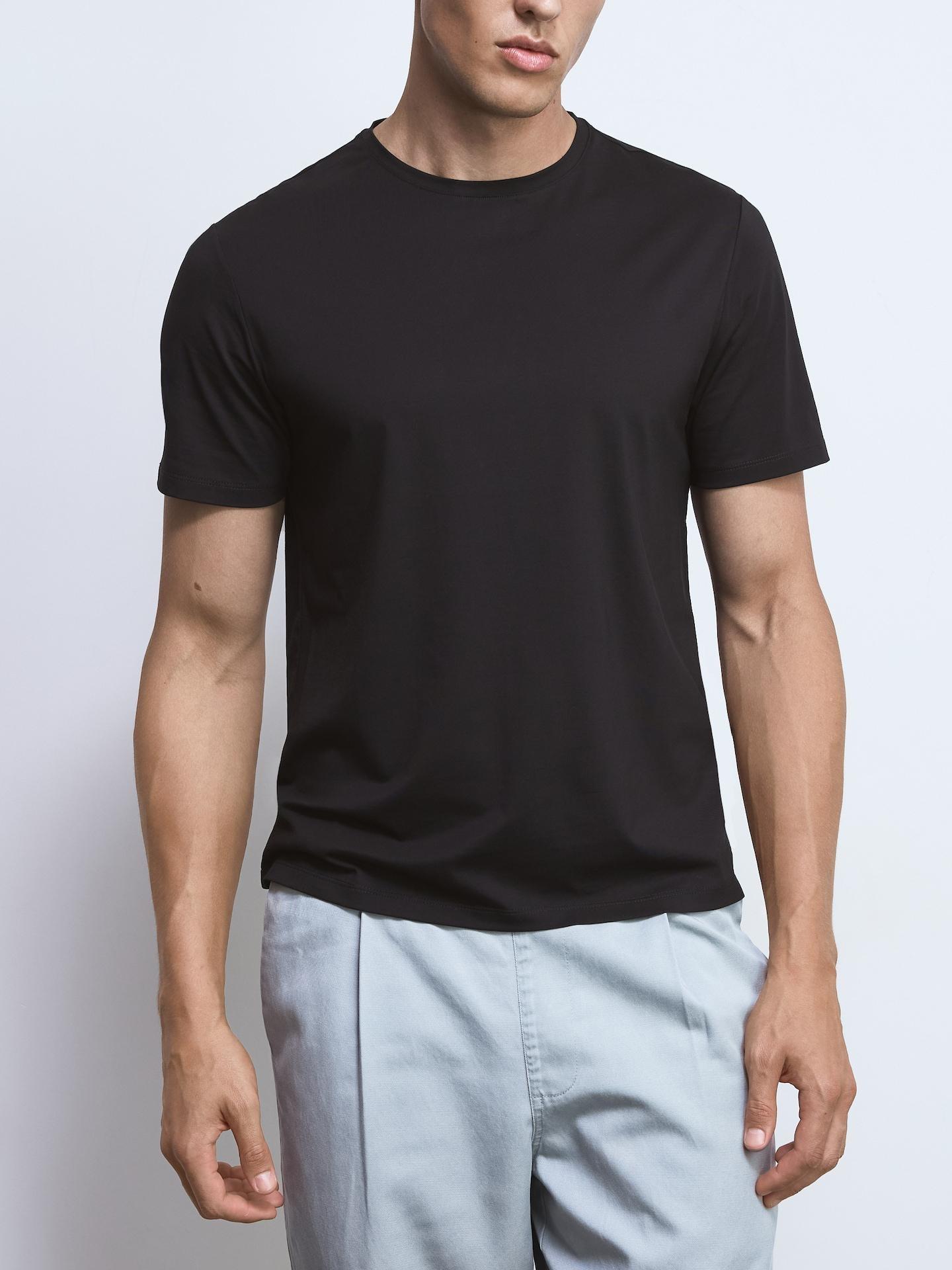 Black Regular Fit Modal Blend T-Shirt, Black, medium
