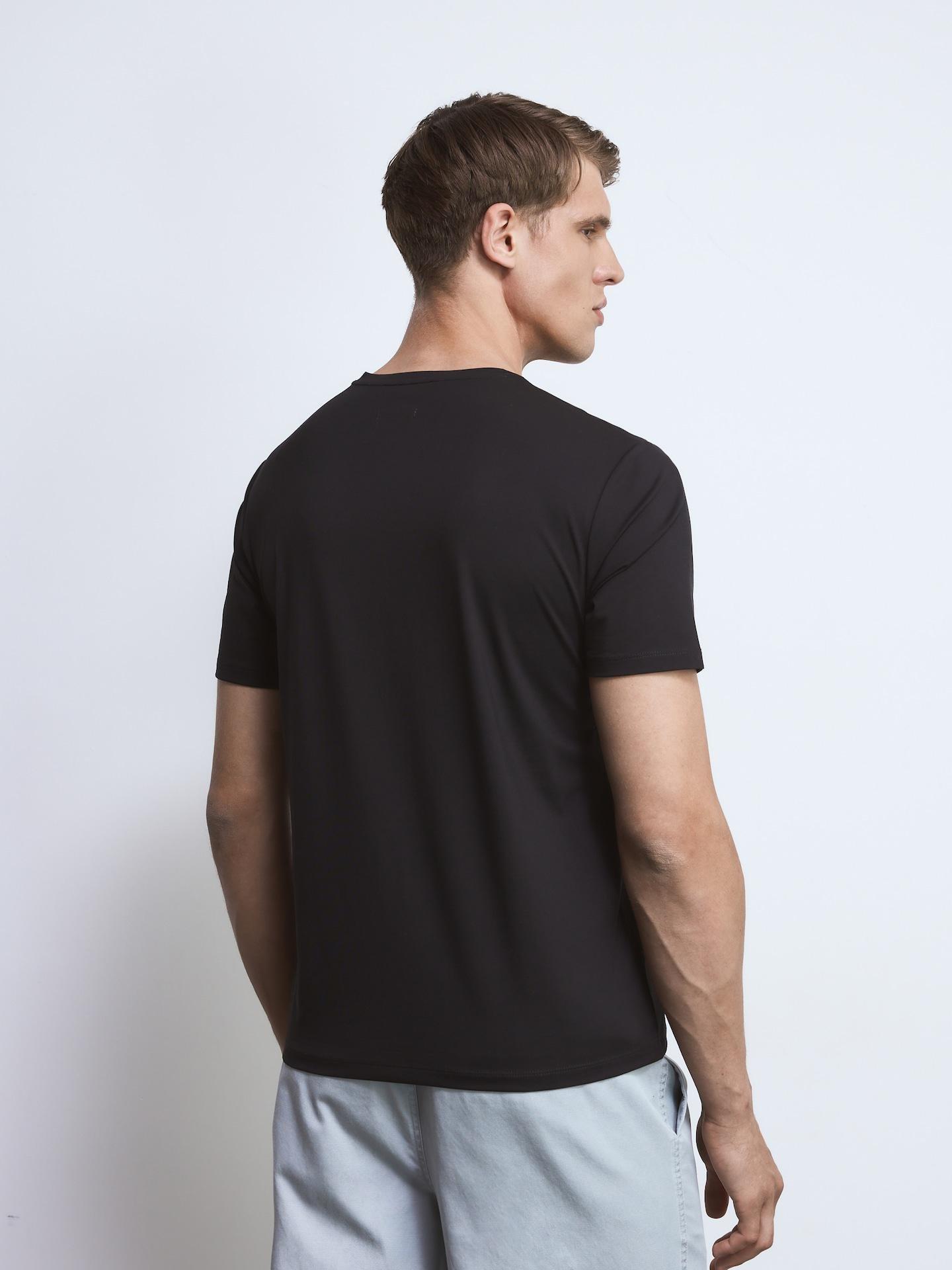 Black Regular Fit Modal Blend T-Shirt, Black, large image number 3