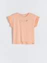Reserved - Light Orange Cotton T-Shirt With Application
