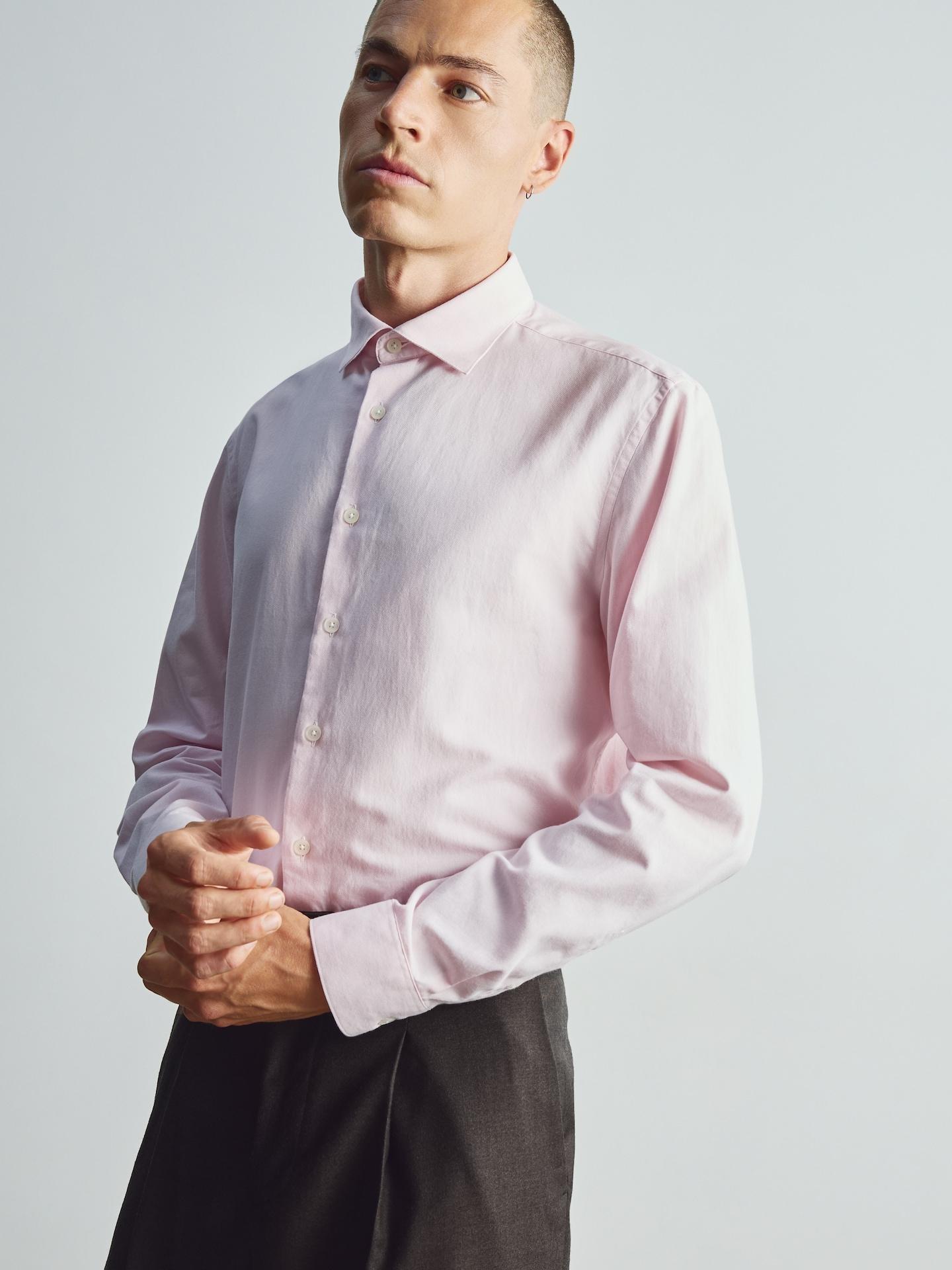 Pink Slim Fit Egyptian Cotton Shirt, Pink, medium