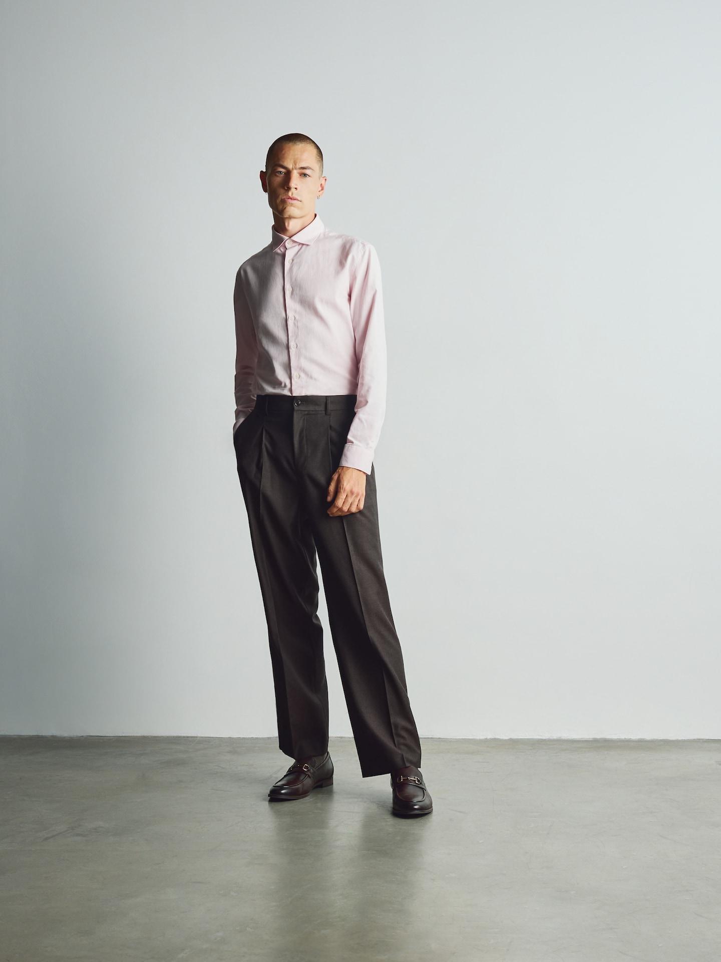 Pink Slim Fit Egyptian Cotton Shirt, Pink, medium
