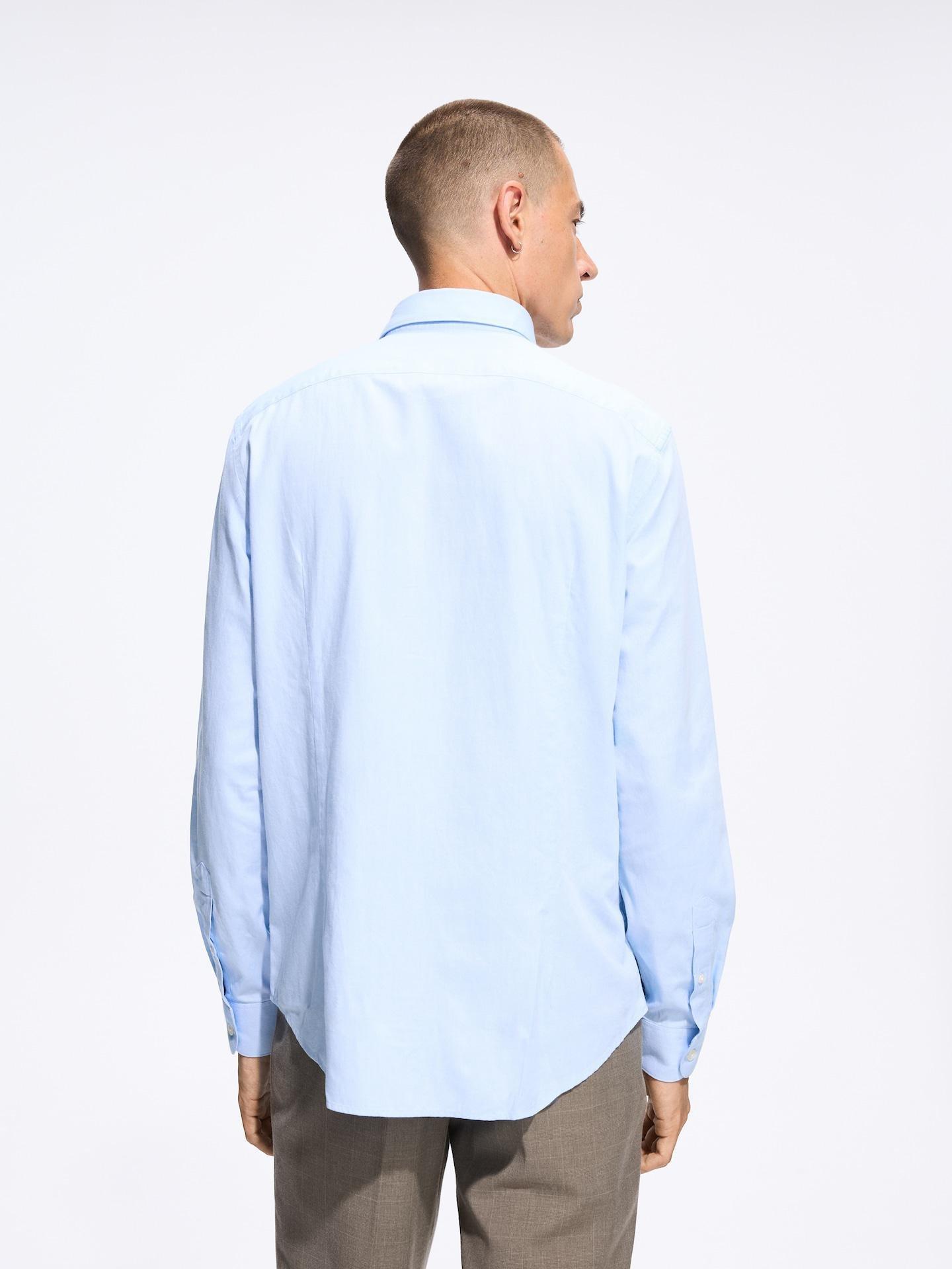 Blue Slim Fit Egyptian Cotton Shirt, Blue, large image number 6