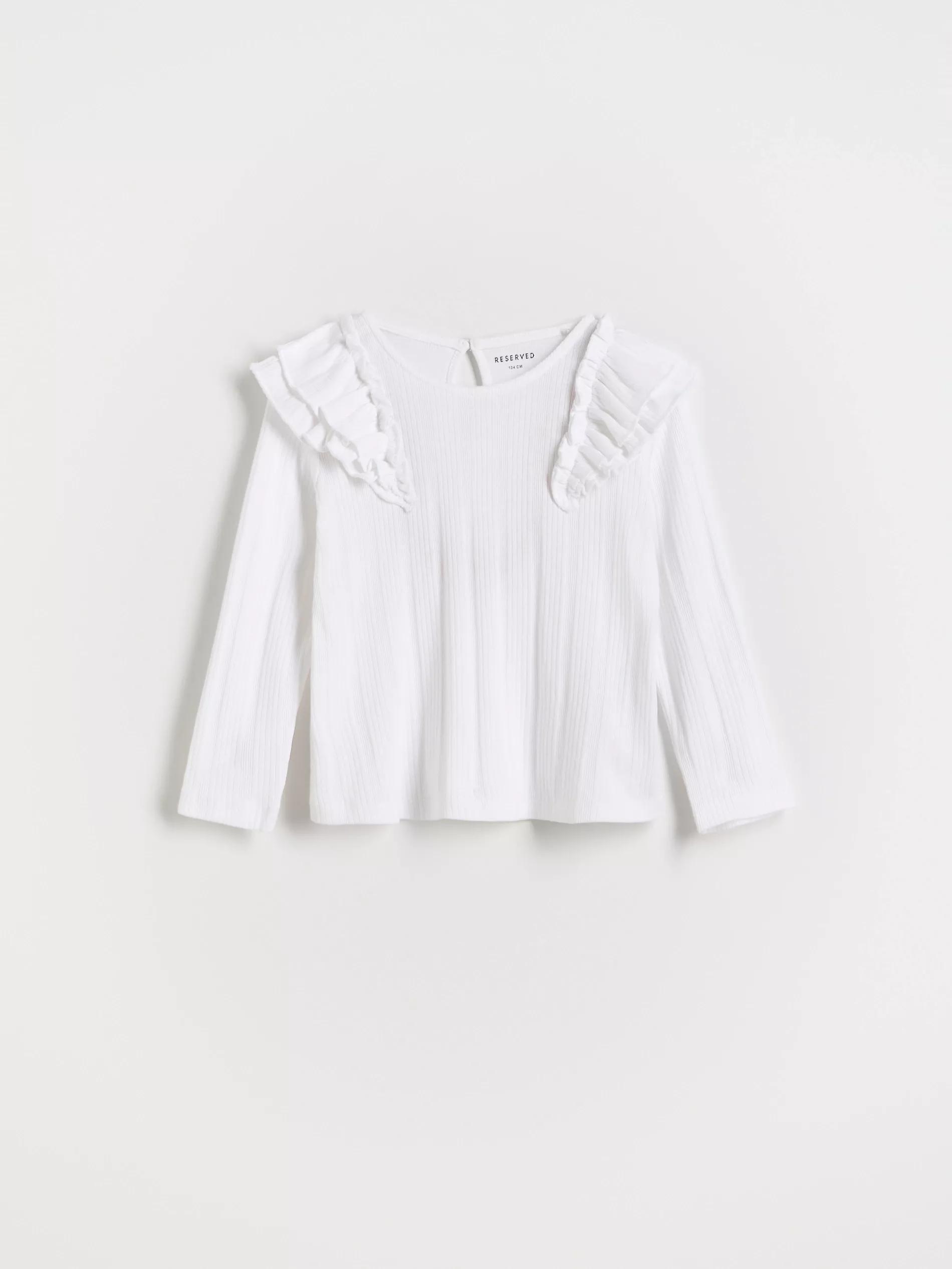 Cream Long-Sleeved Shirt With Ruffle Detail, , large image number 1
