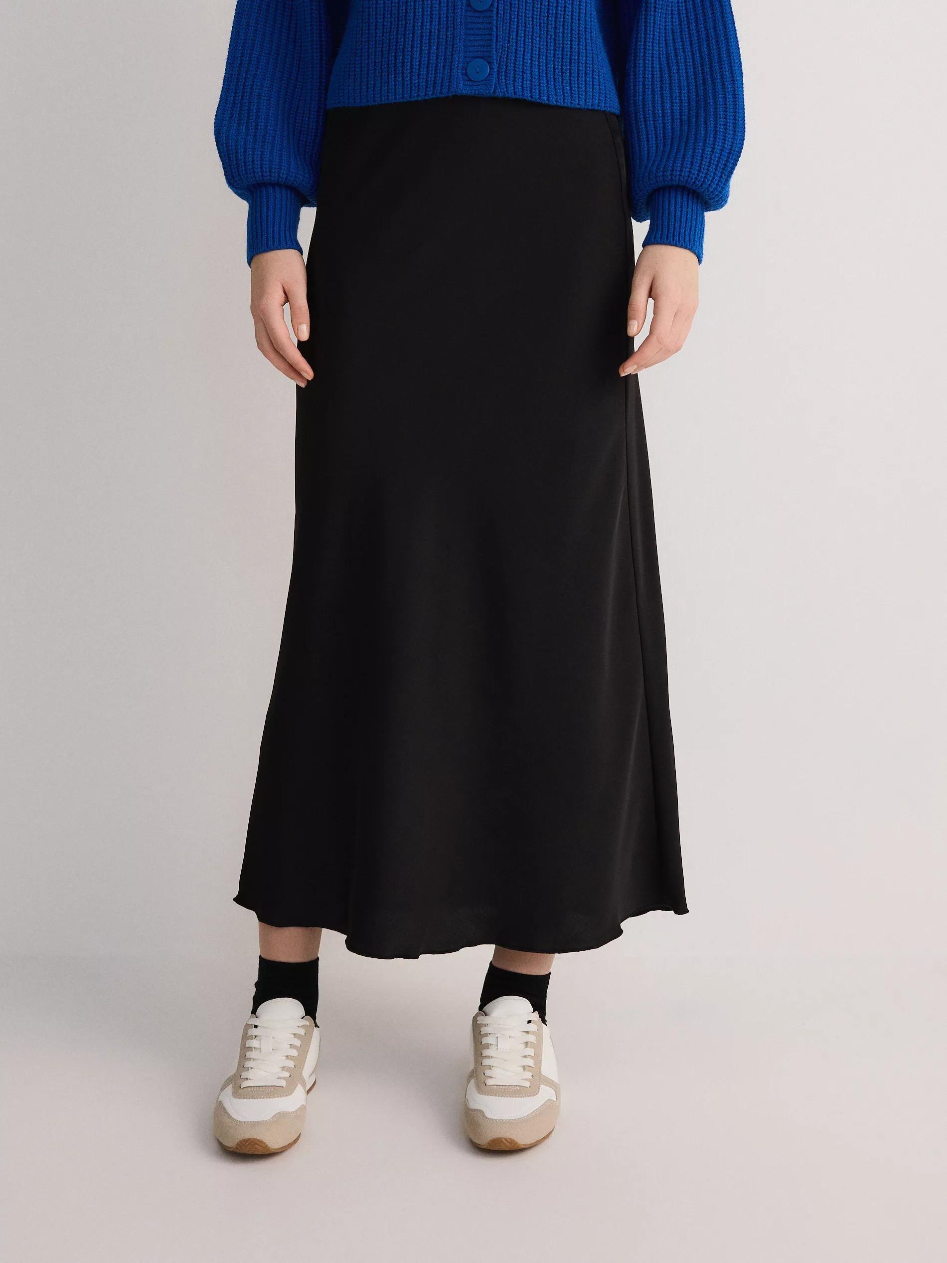 Black Midi Skirt, Black, large image number 0