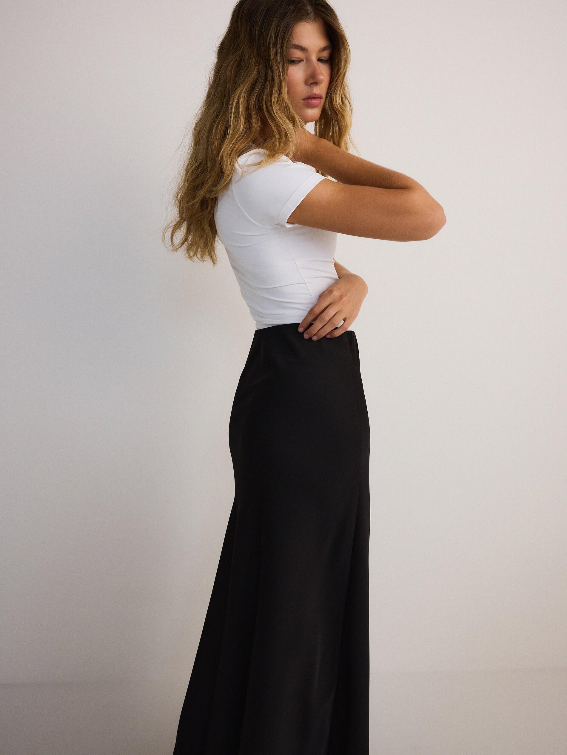 Black Midi Skirt, Black, large image number 5